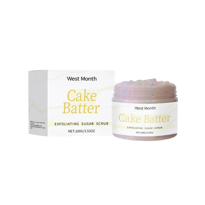 West Month Exfoliating Sugar Scrub in Cake Batter scent for gentle body exfoliation and deep moisturizing