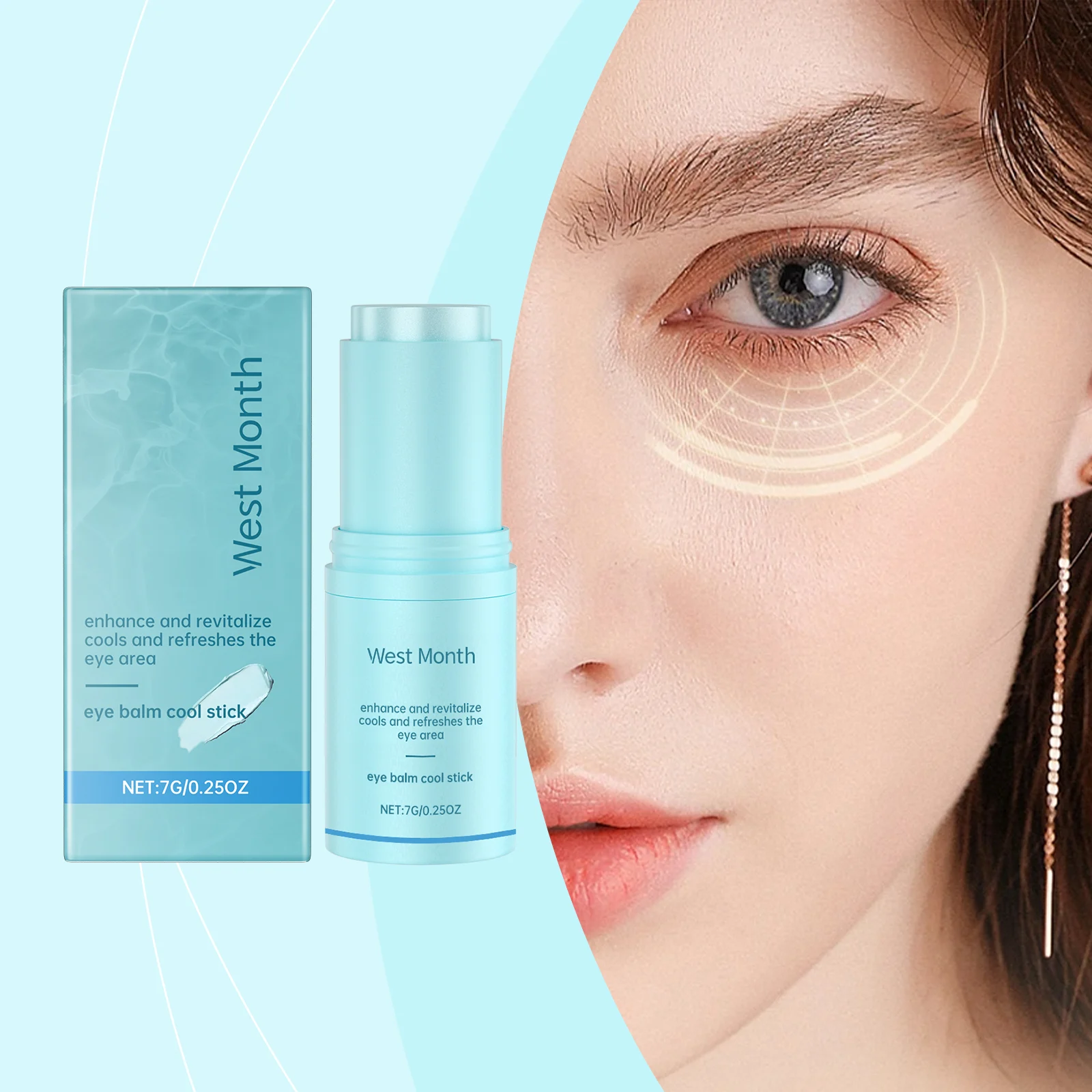 Eye Balm Cooling Stick Moisturizing & Brightening for Under Eye Dark Circles Puffiness Fine Lines 7g 2 eye balm cooling stick moisturizing brightening 7g wes hfvzqhyh desc 2