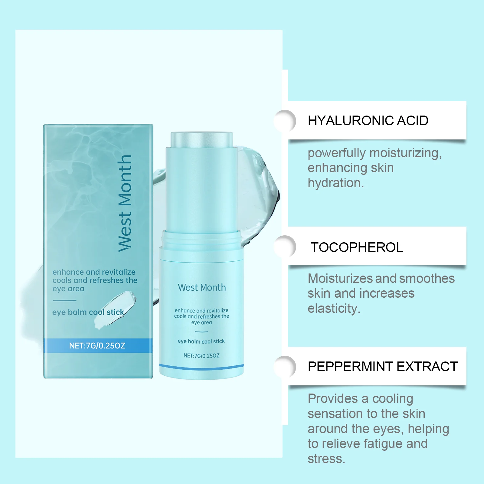 Eye Balm Cooling Stick Moisturizing & Brightening for Under Eye Dark Circles Puffiness Fine Lines 7g 5 eye balm cooling stick moisturizing brightening 7g wes hfvzqhyh desc 5