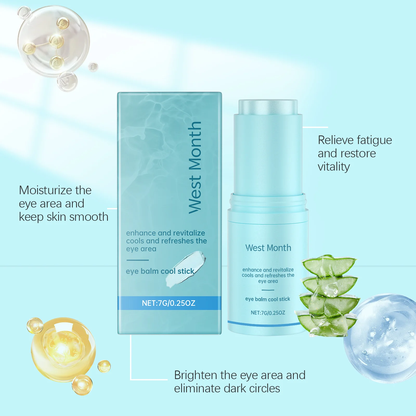 Eye Balm Cooling Stick Moisturizing & Brightening for Under Eye Dark Circles Puffiness Fine Lines 7g 6 eye balm cooling stick moisturizing brightening 7g wes hfvzqhyh desc 6