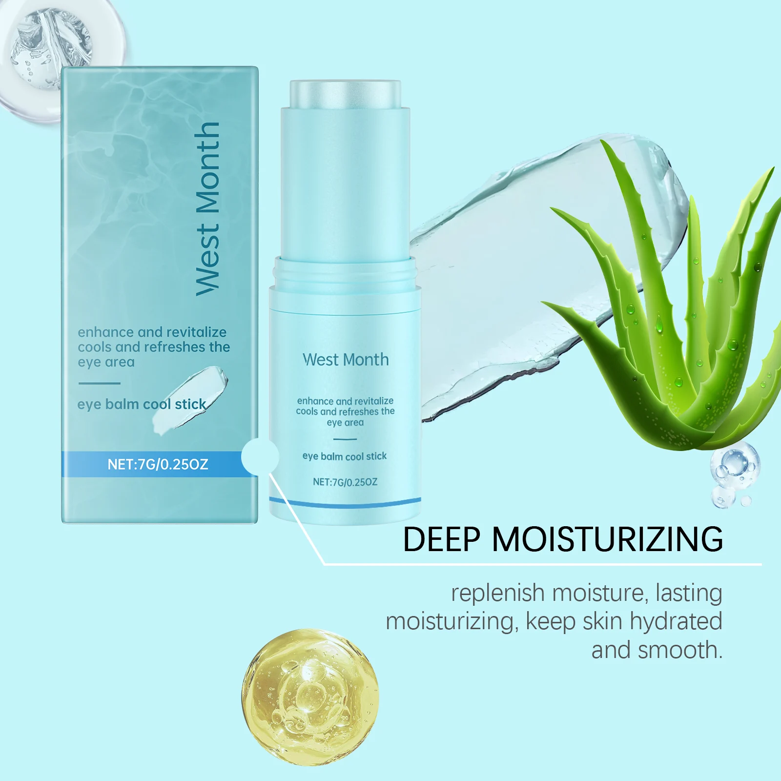 Eye Balm Cooling Stick Moisturizing & Brightening for Under Eye Dark Circles Puffiness Fine Lines 7g 7 eye balm cooling stick moisturizing brightening 7g wes hfvzqhyh desc 7