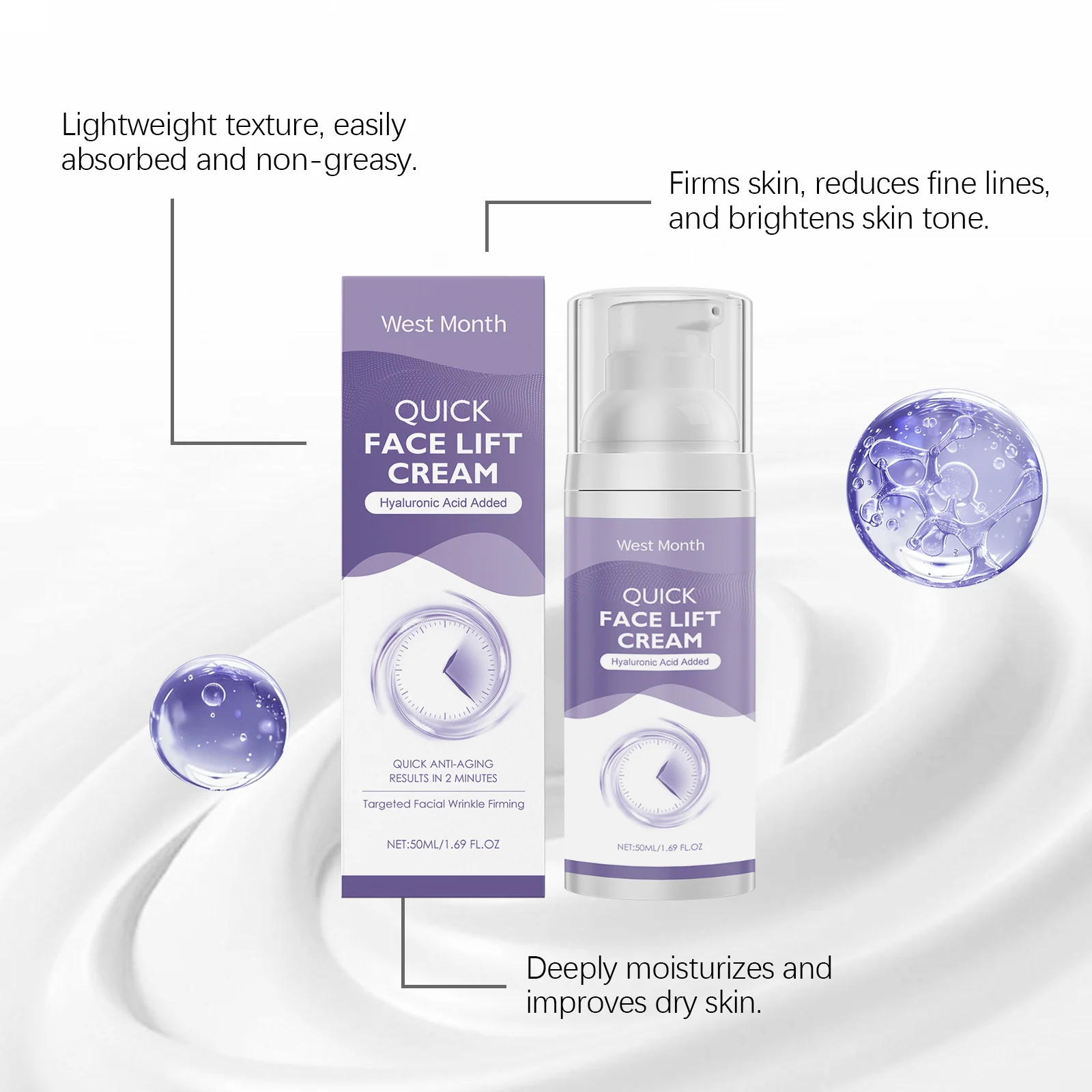 West Month Hyaluronic Acid Face Lift Cream - Quick Anti-Aging & Moisturizing 6 face lift moisturizing cream wes byf5rgtu desc 6