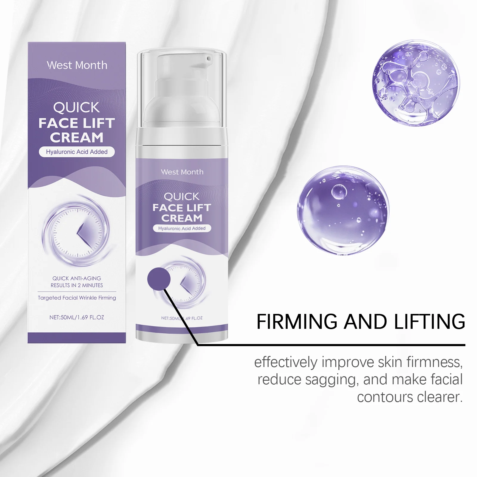 West Month Hyaluronic Acid Face Lift Cream - Quick Anti-Aging & Moisturizing 7 face lift moisturizing cream wes byf5rgtu desc 7