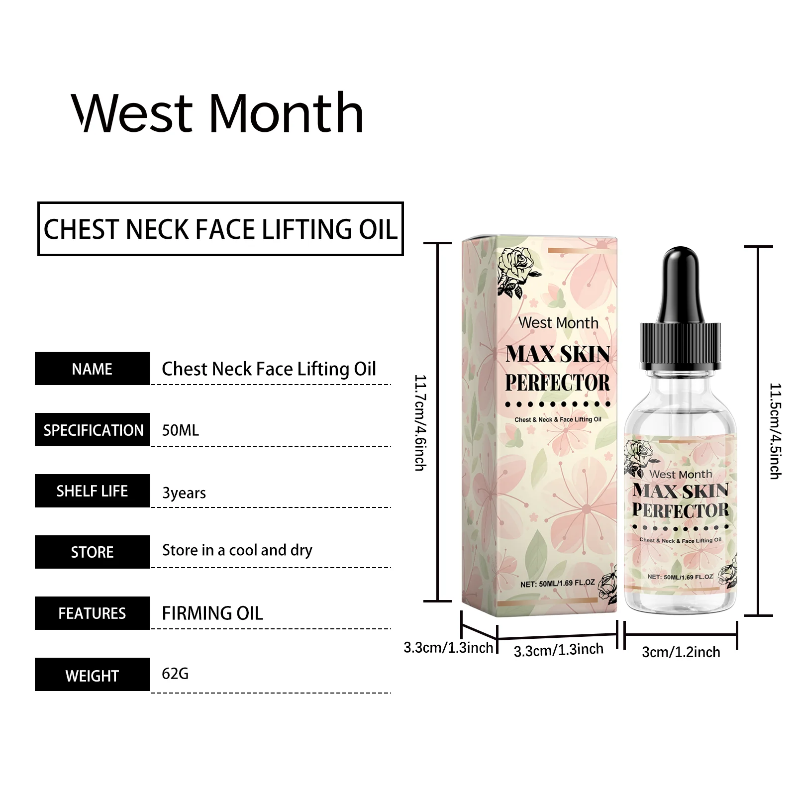 Face Lifting Oil 50ml Tightening Moisturizing Serum for Face, Chest & Neck 1 face lifting oil tightening moisturizing serum 50ml wes my9zktve desc 1