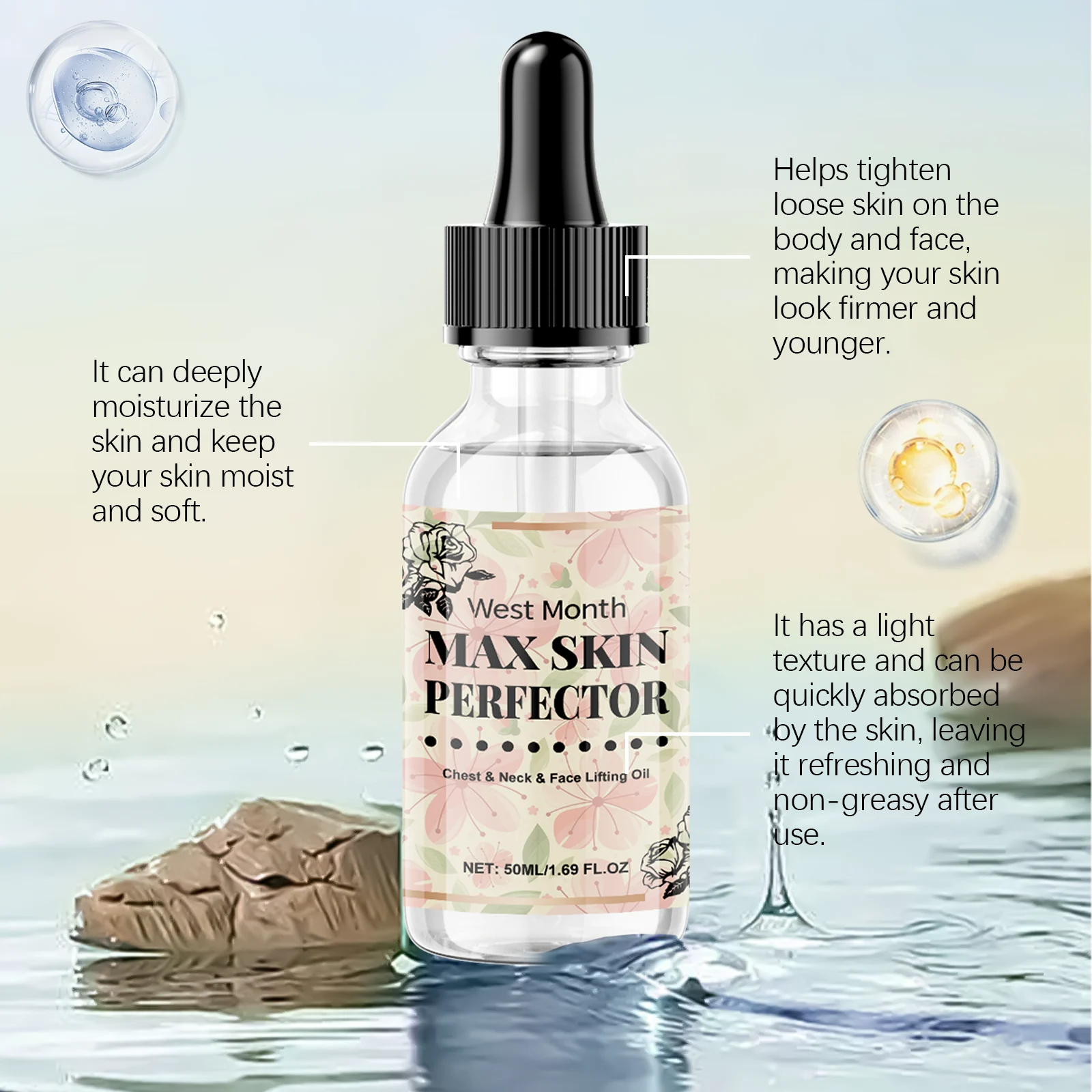 Face Lifting Oil 50ml Tightening Moisturizing Serum for Face, Chest & Neck 8 face lifting oil tightening moisturizing serum 50ml wes my9zktve desc 8
