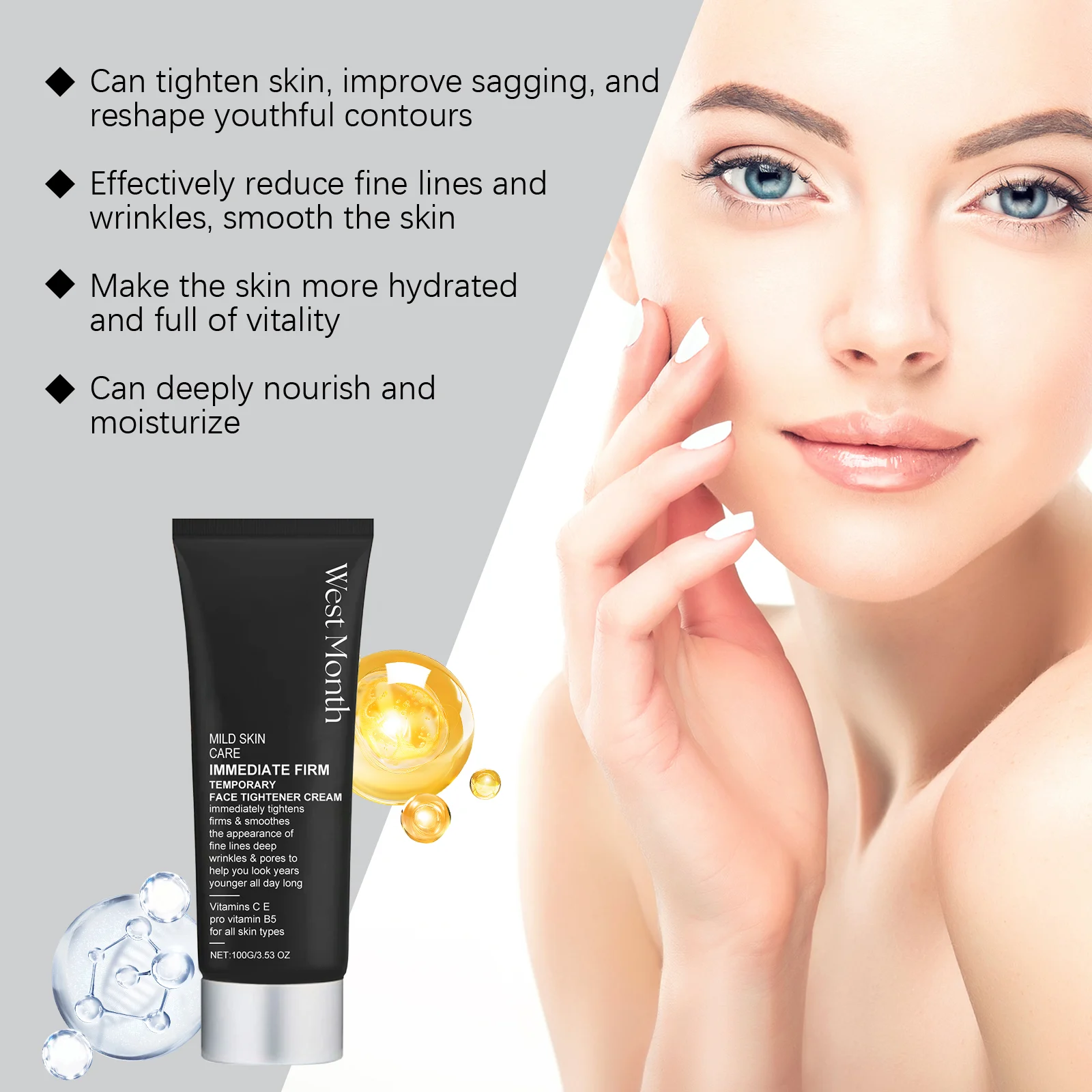 West Month Face Tightener Cream - Immediate Firming, Anti-Aging, Moisturizing 8 face tightening cream wes c4qat4uh desc 8