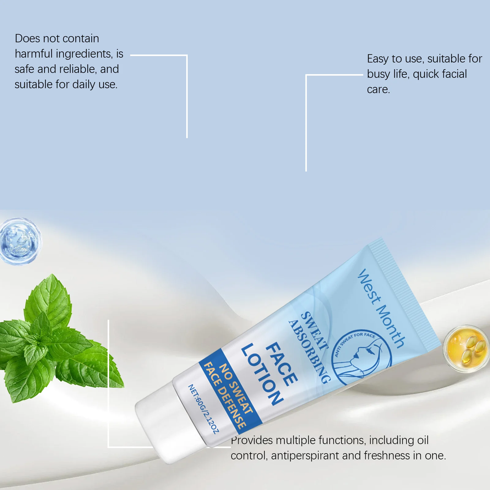 Facial Antiperspirant Lotion Oil Control Sweat Absorbing Face Cream 60g 8 facial antiperspirant lotion oil control sweat absorbing face cream 60g wes prtn9uke desc 8