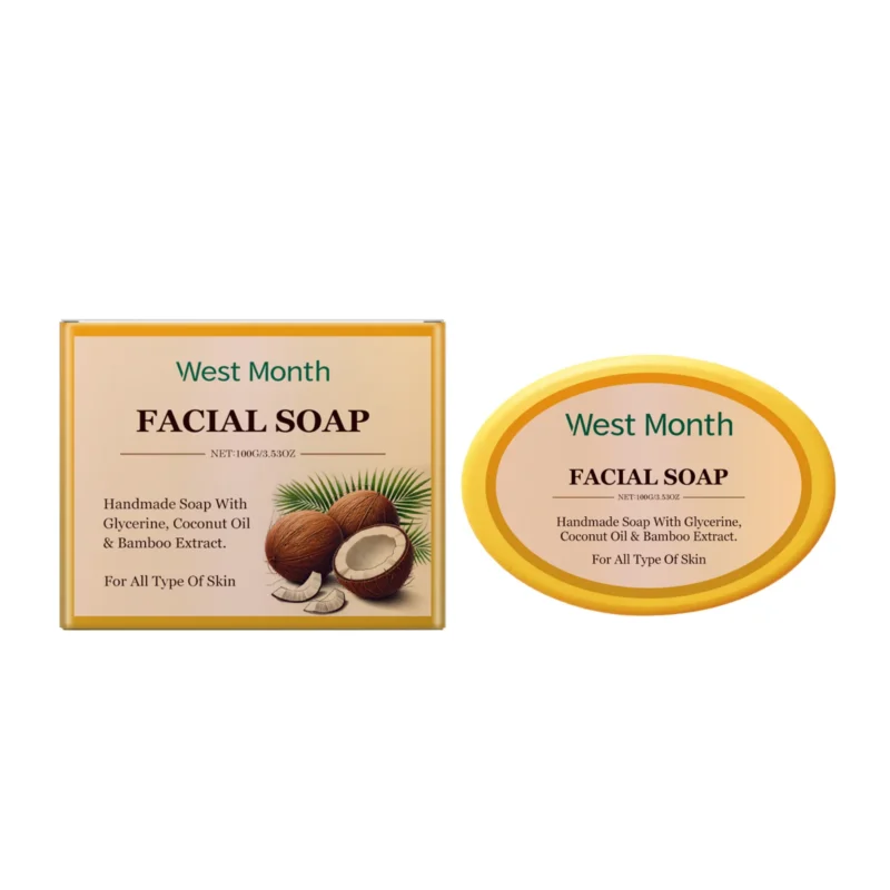 West Month Facial Cleansing Soap Bar 100g with Glycerine and Bamboo Extract for Deep Cleansing and Acne Control