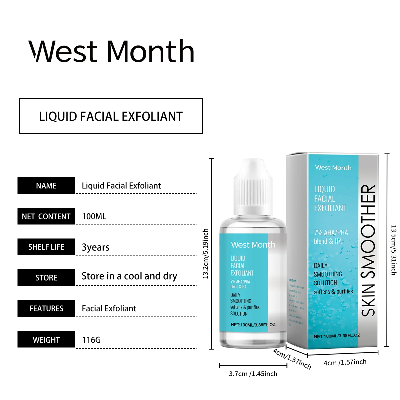 Facial Exfoliant Serum Gentle Exfoliating Liquid for Smooth Skin 100ml 1 facial exfoliant serum gentle exfoliating liquid 100ml wes ba62x4v8 desc 1