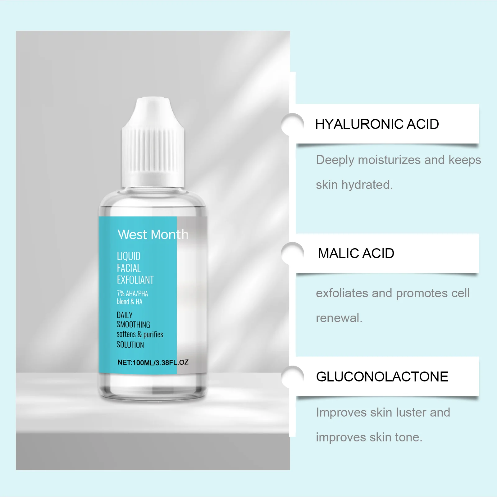 Facial Exfoliant Serum Gentle Exfoliating Liquid for Smooth Skin 100ml 5 facial exfoliant serum gentle exfoliating liquid 100ml wes ba62x4v8 desc 5