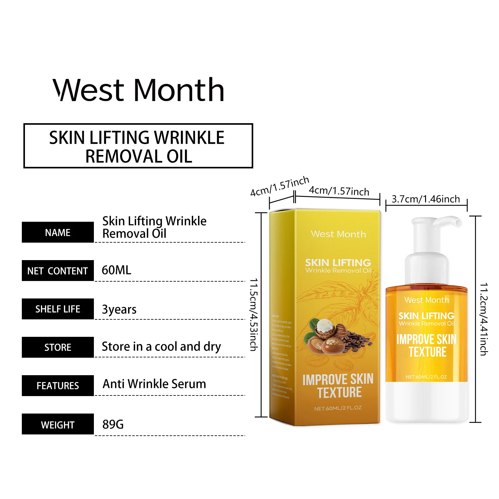 Facial Firming Oil 60ml - Tightening, Moisturizing & Anti-Aging Serum with Shea Butter & Copper Tripeptide 1 facial firming oil 60ml wes nr4c4ac7 desc 1