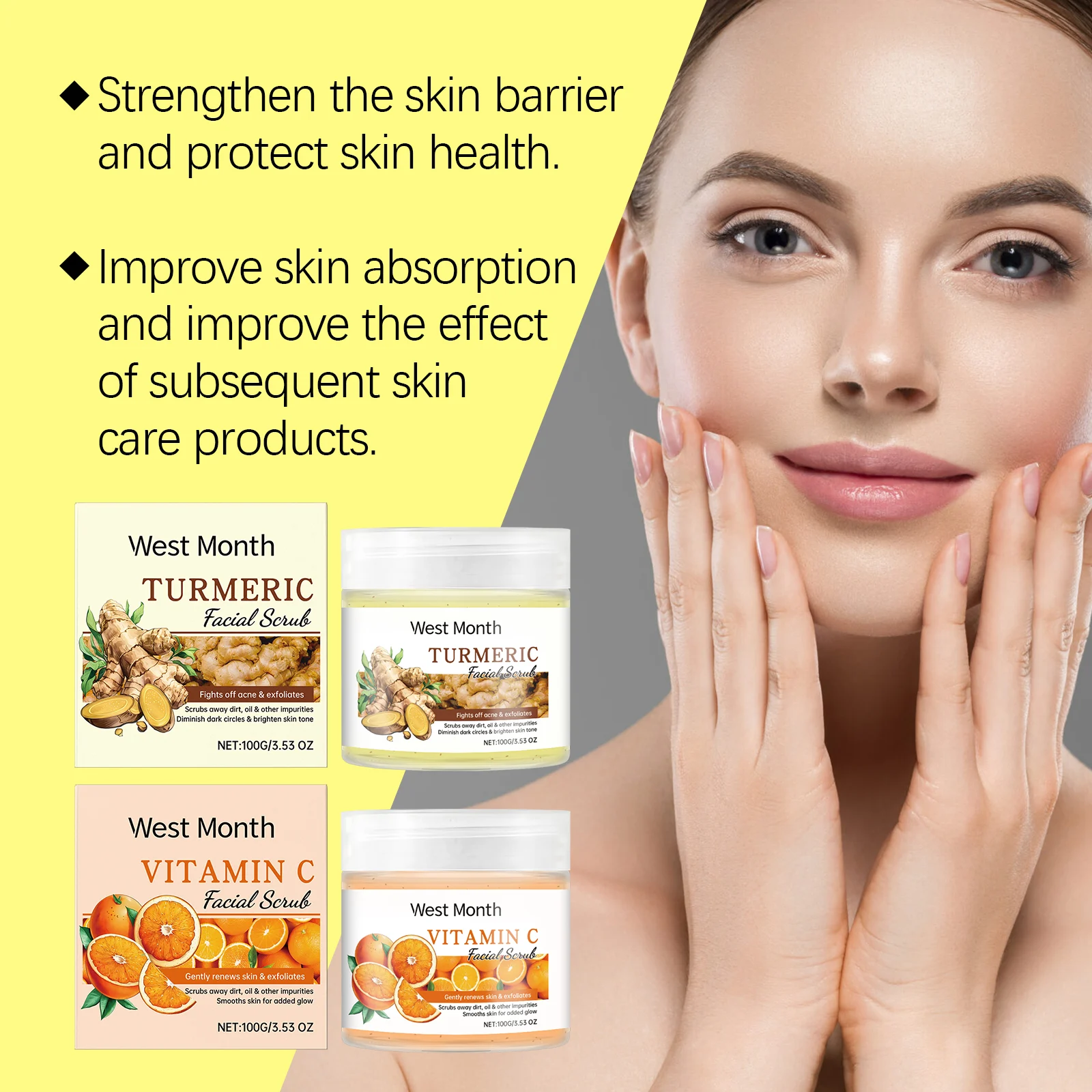 West Month Vitamin C & Turmeric Facial Scrub for Gentle Exfoliation and Skin Brightening 5 facial scrub exfoliating wes jgwsf83x desc 4