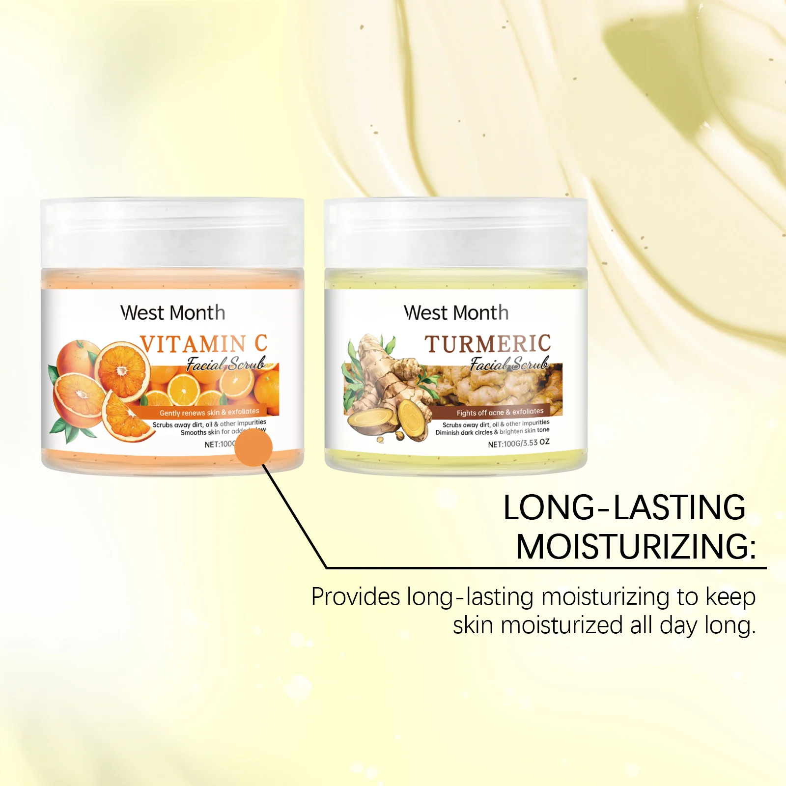 West Month Vitamin C & Turmeric Facial Scrub for Gentle Exfoliation and Skin Brightening 7 facial scrub exfoliating wes jgwsf83x desc 6