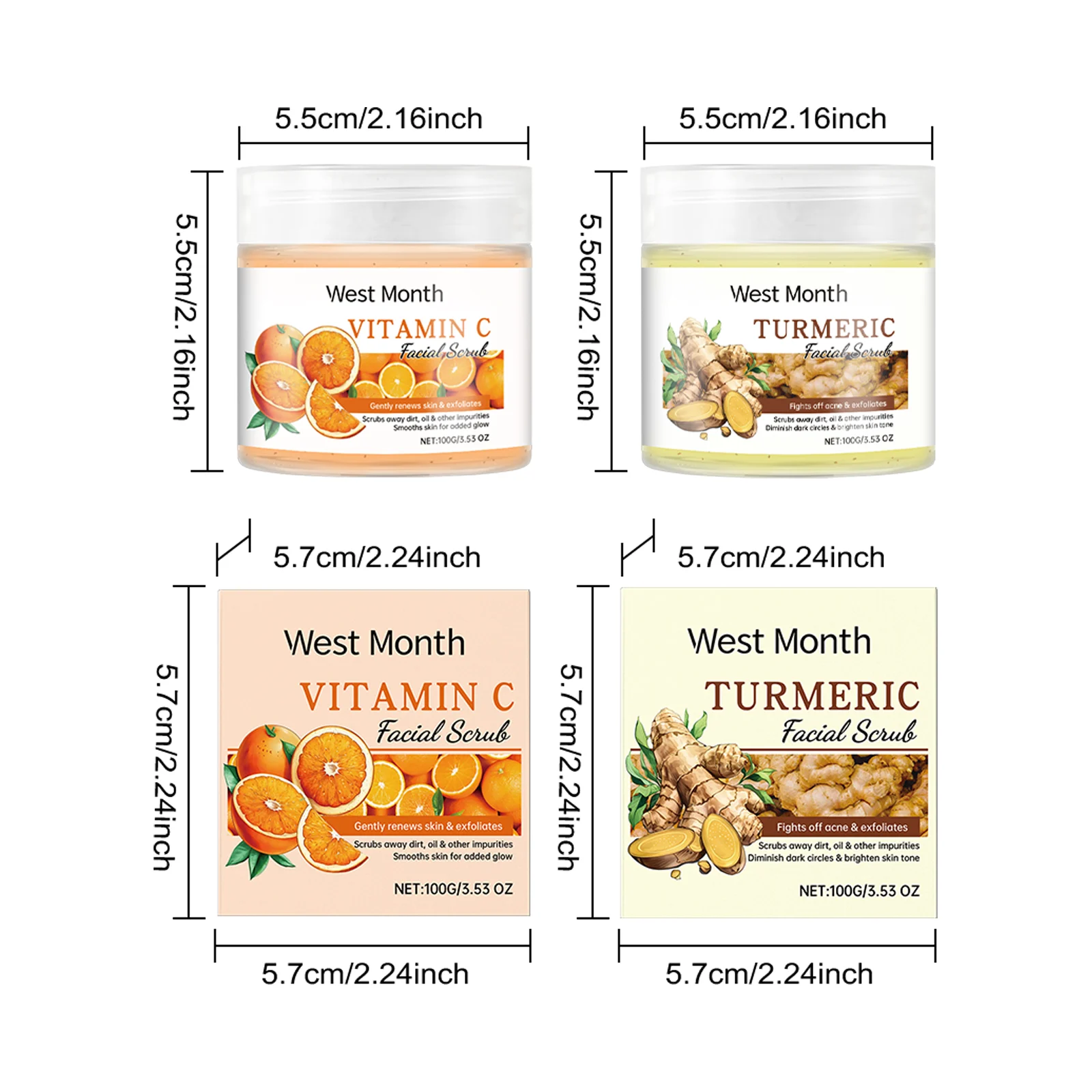 West Month Vitamin C & Turmeric Facial Scrub for Gentle Exfoliation and Skin Brightening 1 facial scrub exfoliator wes kfw77w5p desc 1