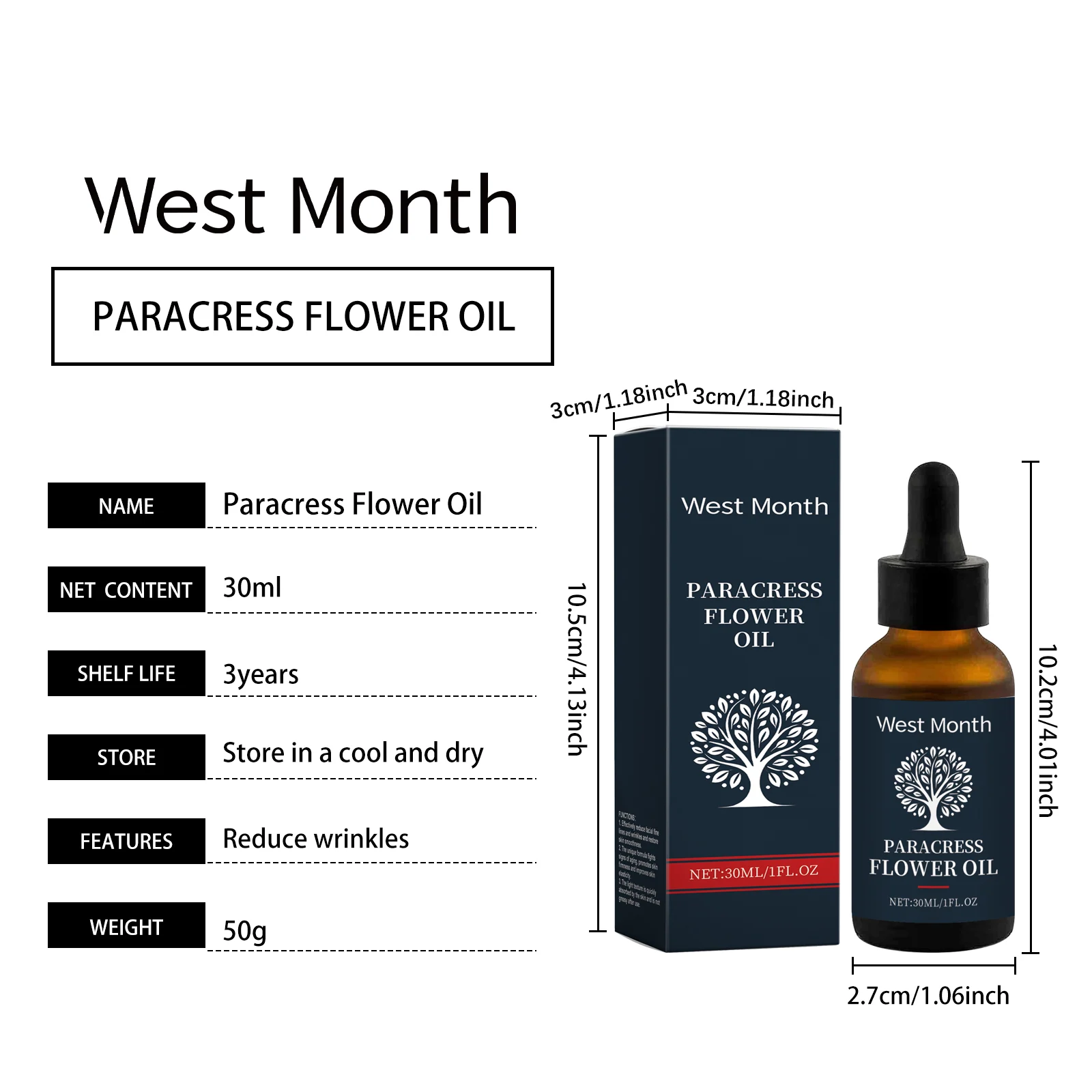 West Month Facial Serum Oil - Paracress Flower Oil for Deep Moisturizing & Wrinkle Reduction 1 facial serum oil wes vfmqprfu desc 1
