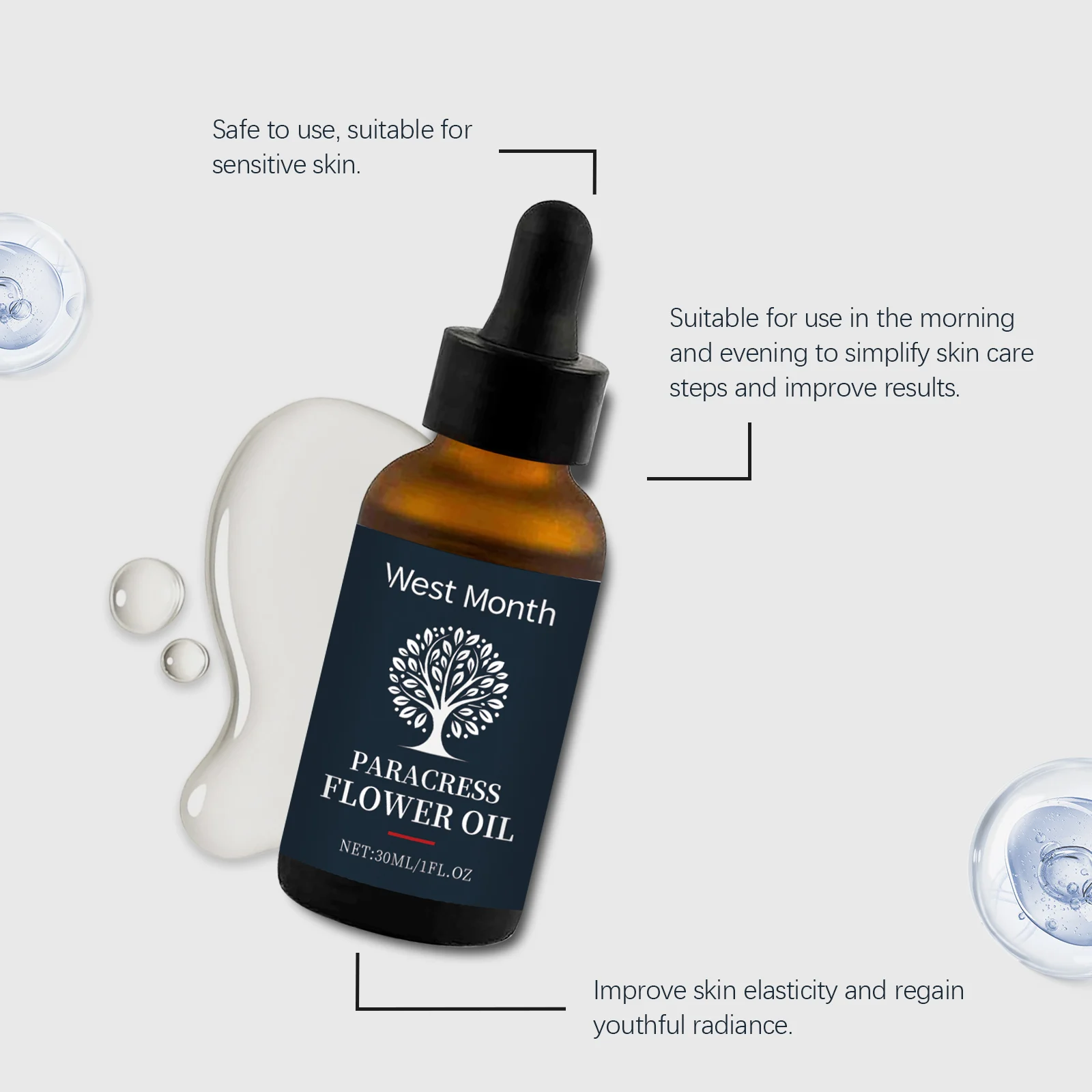 West Month Facial Serum Oil - Paracress Flower Oil for Deep Moisturizing & Wrinkle Reduction 8 facial serum oil wes vfmqprfu desc 8