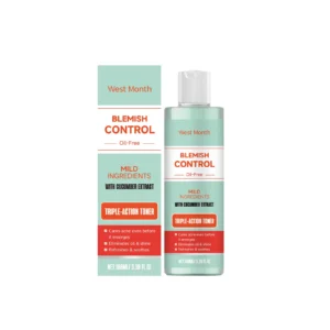 West Month Triple-Action Facial Toner for acne, oil control, and pore refinement in a 100ml bottle.