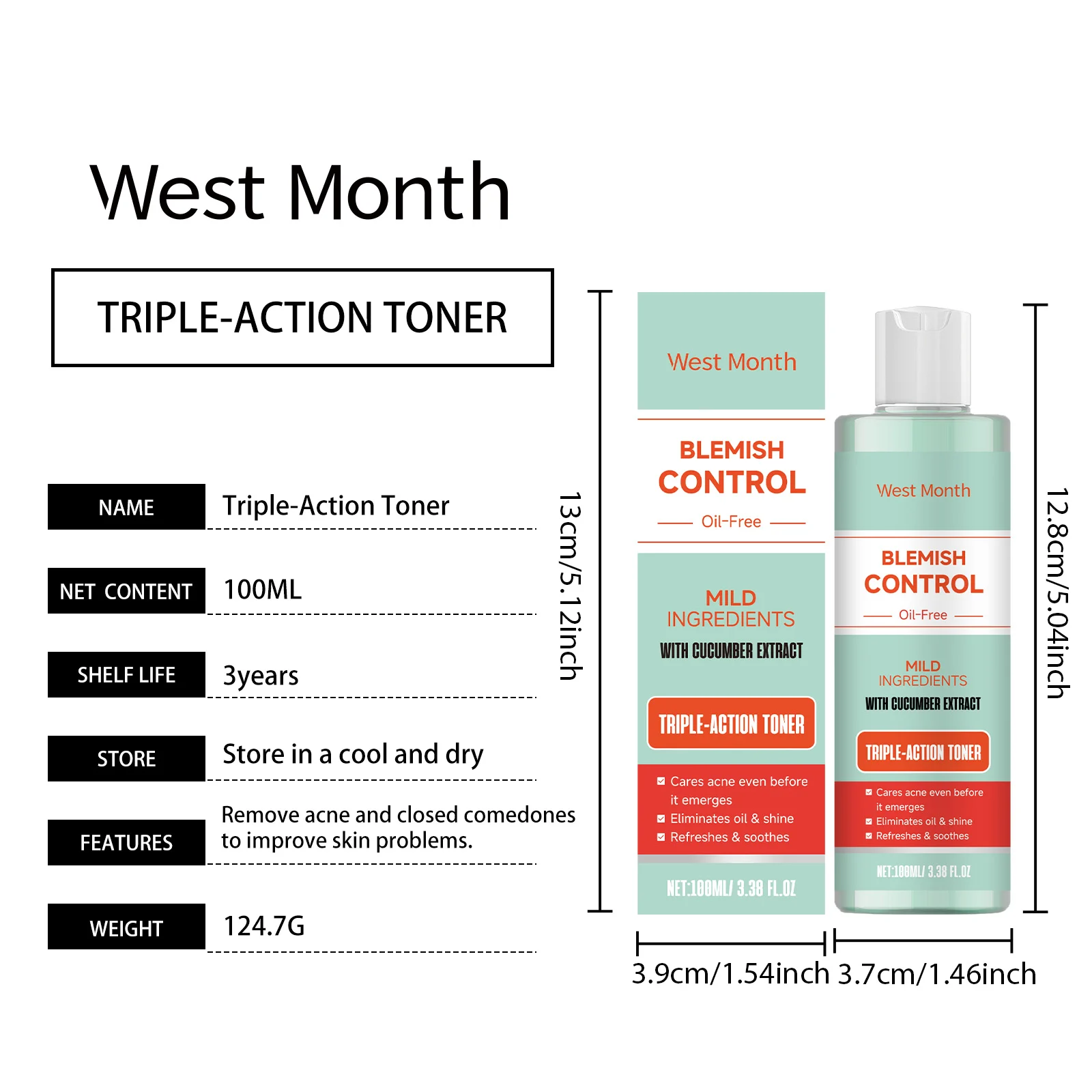 Facial Toner for Acne and Closed Comedones Gentle Triple-Action Formula 100ml 1 facial toner acne closed comedones 100ml wes rgcg2hzv desc 1