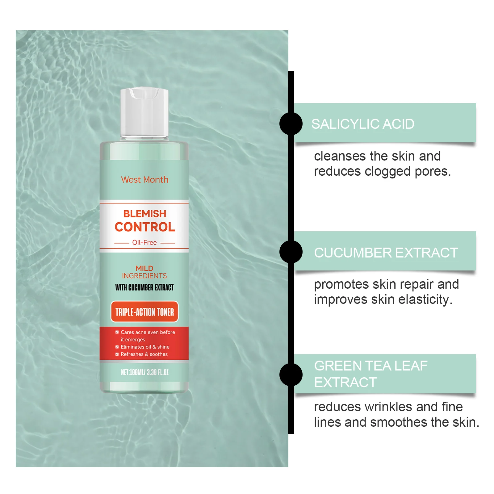 Facial Toner for Acne and Closed Comedones Gentle Triple-Action Formula 100ml 5 facial toner acne closed comedones 100ml wes rgcg2hzv desc 5