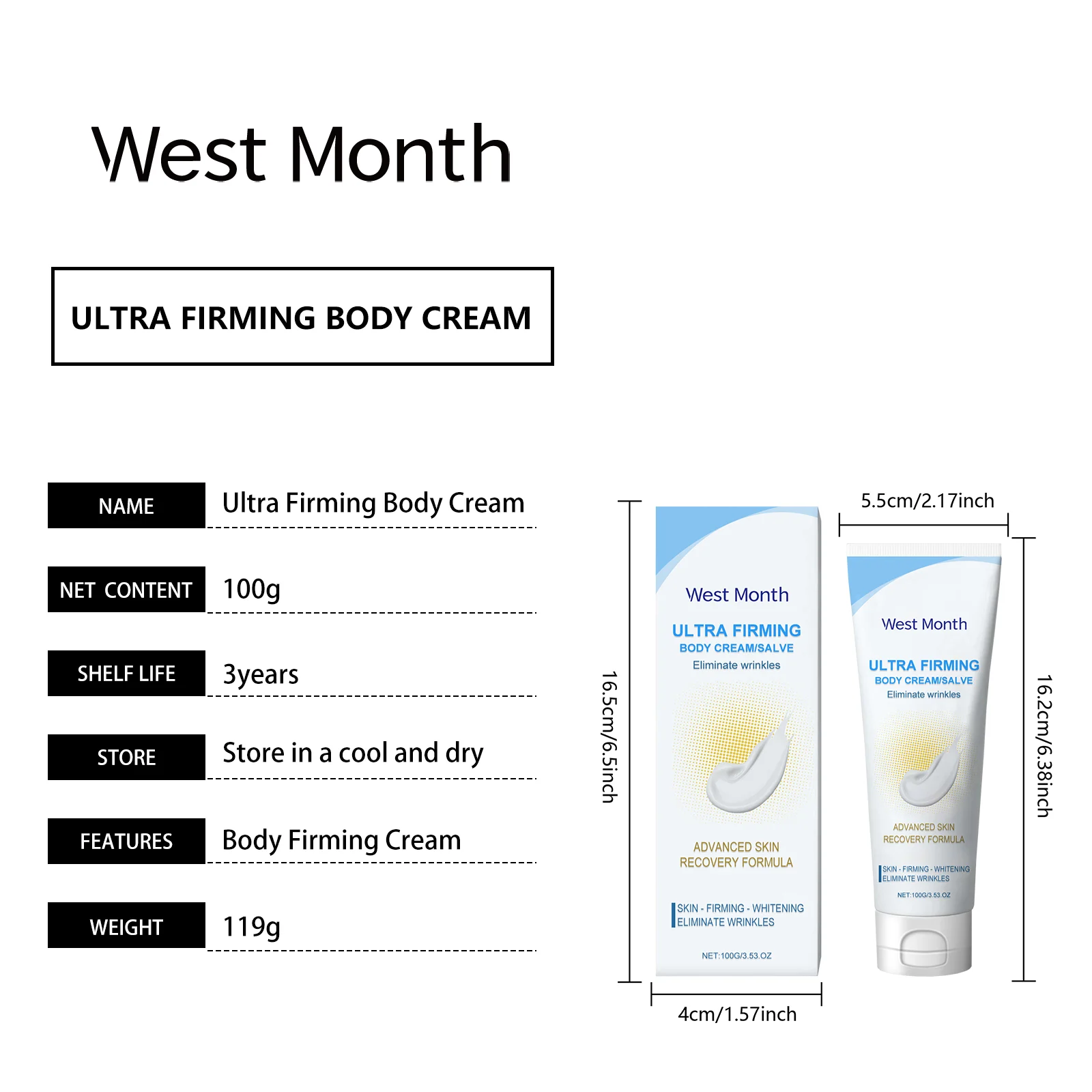 Firming Body Cream with Lemon Extract & Hyaluronic Acid for Wrinkle Reduction & Deep Moisture - 100g 1 firming body cream lemon hyaluronic acid 100g wes 74pv9pfd desc 1