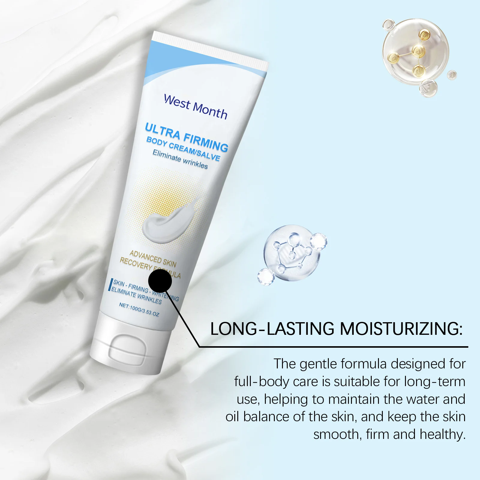 Firming Body Cream with Lemon Extract & Hyaluronic Acid for Wrinkle Reduction & Deep Moisture - 100g 8 firming body cream lemon hyaluronic acid 100g wes 74pv9pfd desc 8