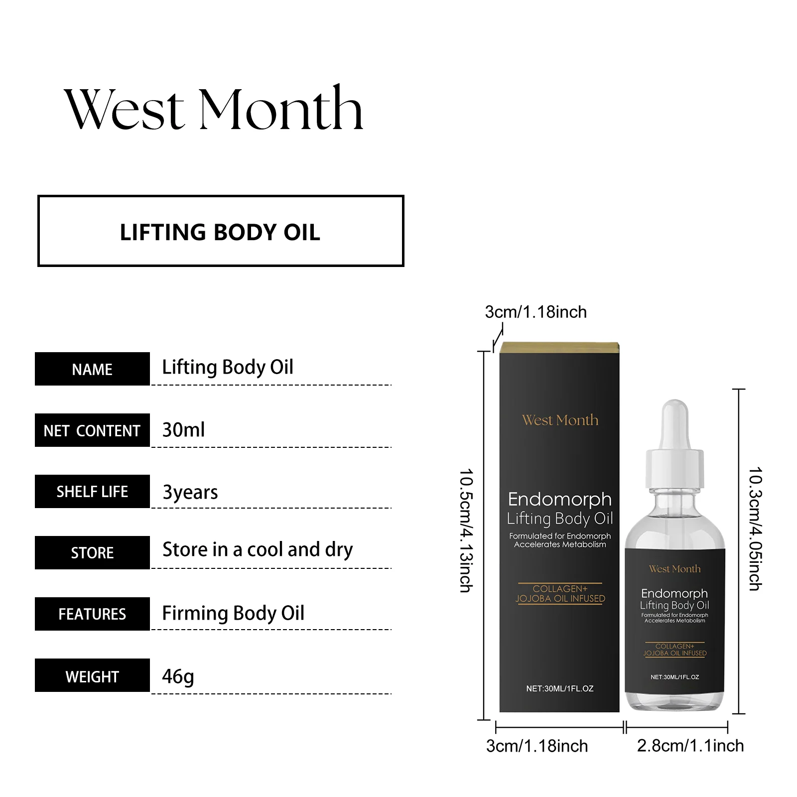Firming Body Oil 30ml for Skin Tightening, Moisturizing & Contouring 1 firming body oil 30ml wes 9g24zw5q desc 1