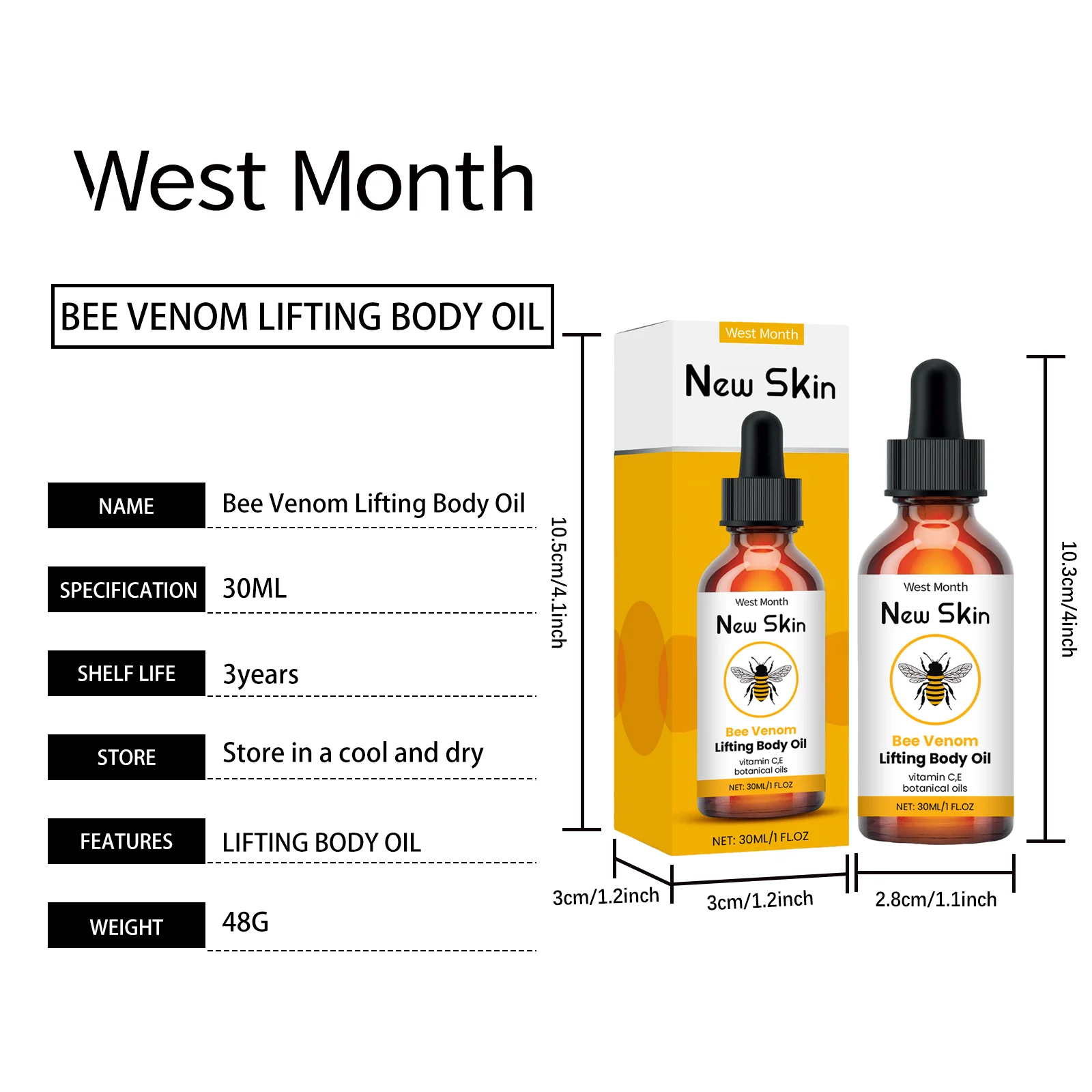 Firming Body Oil for Massage and Daily Care, Nourishing and Smoothing Skin 30ml 1 firming body oil massage daily care 30ml wes tpn8ggzw desc 1