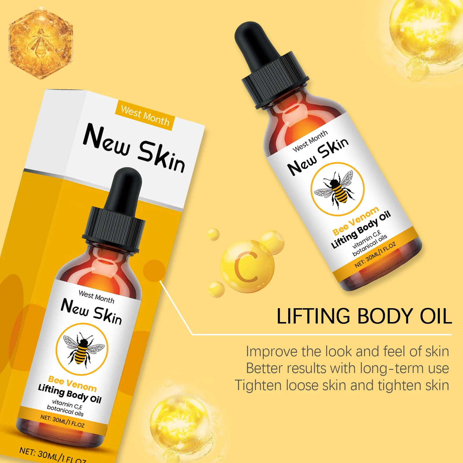 Firming Body Oil for Massage and Daily Care, Nourishing and Smoothing Skin 30ml 8 firming body oil massage daily care 30ml wes tpn8ggzw desc 8