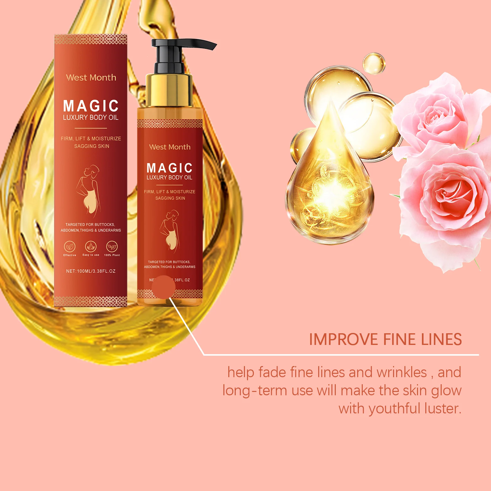 West Month Magic Luxury Body Oil for Firming, Lifting & Moisturizing Skin 8 firming body oil wes k8udzu9g desc 8