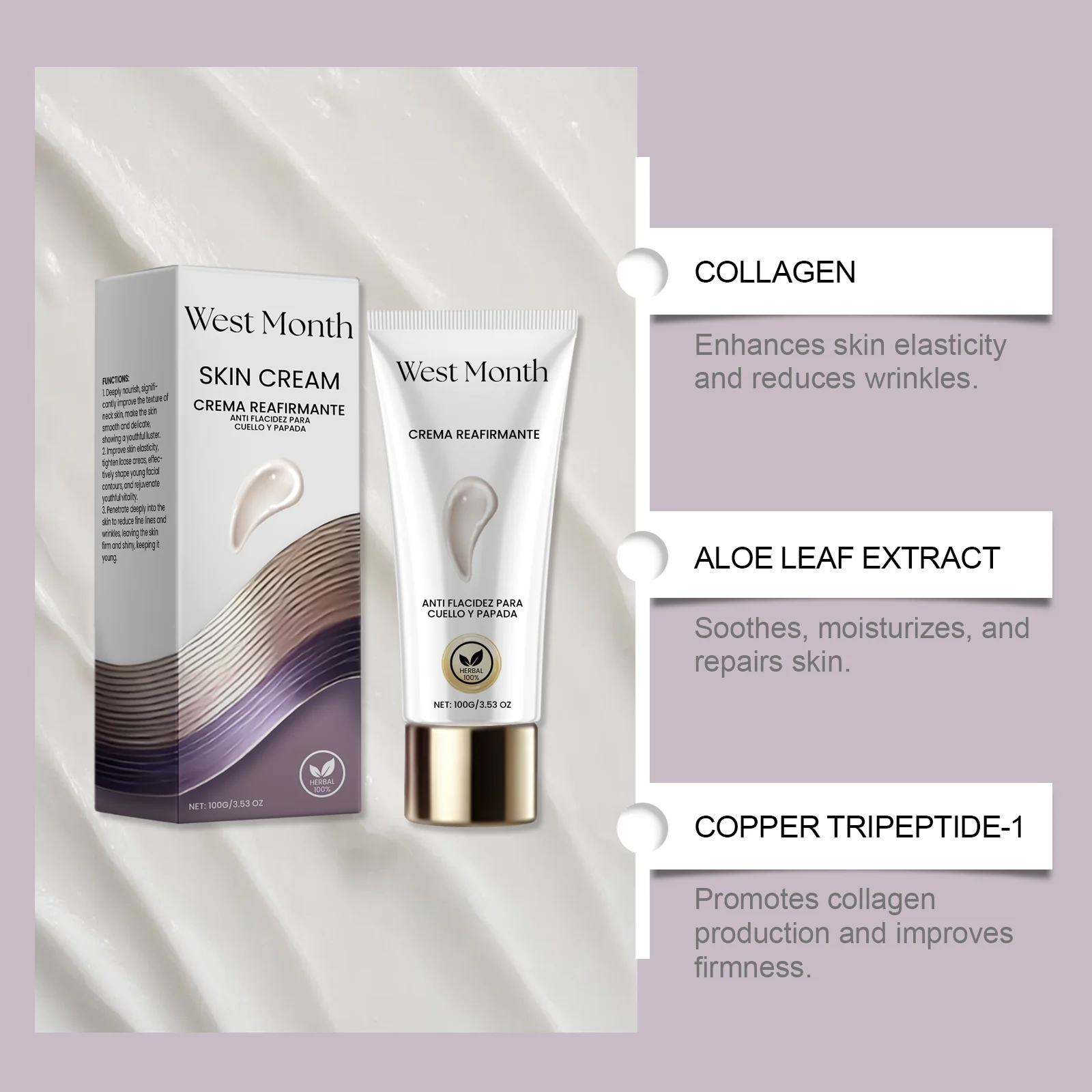 West Month Firming & Brightening Cream for Face and Neck, Anti-Wrinkle, Hydrating, Vitamin E & Niacinamide 8 firming brightening face cream wes wab5mgy7 desc 8
