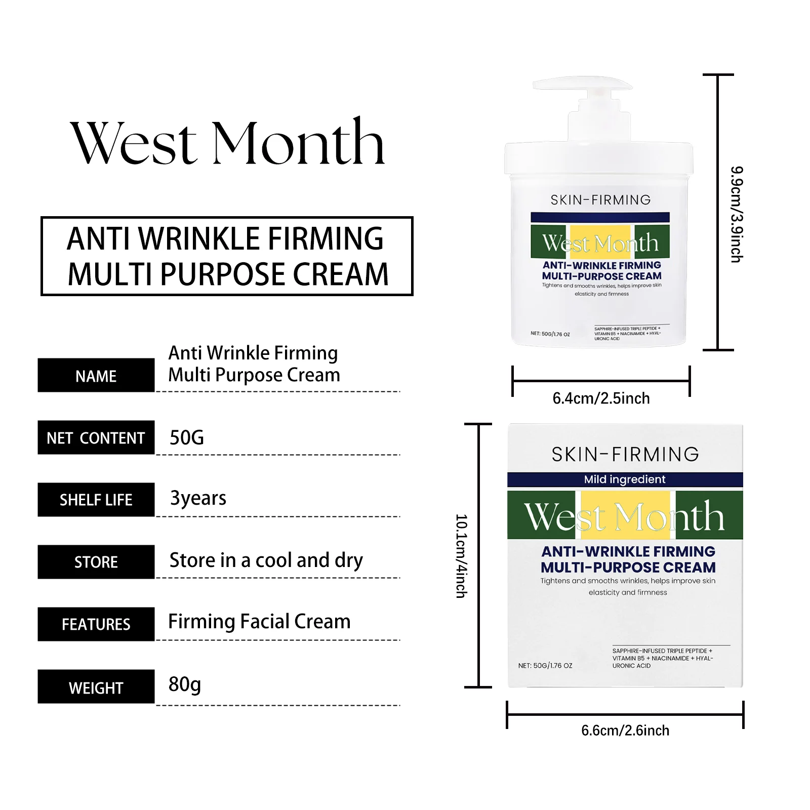 West Month Firming Facial Cream - Anti-Wrinkle, Hydrating, Skin Tightening & Brightening 1 firming facial cream wes 5z53qhvv desc 1