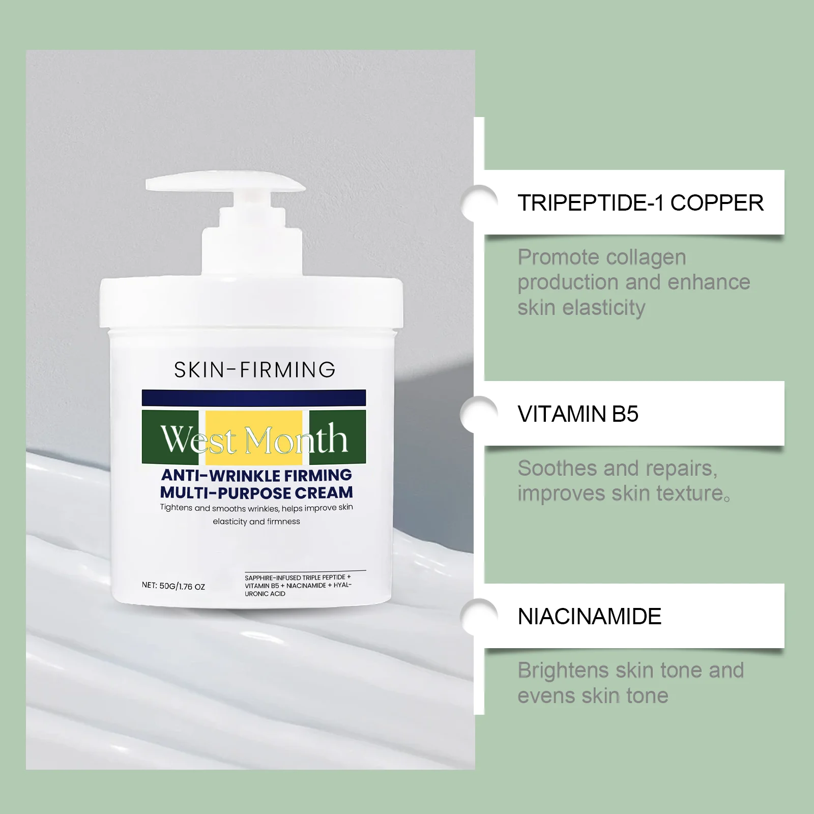 West Month Firming Facial Cream - Anti-Wrinkle, Hydrating, Skin Tightening & Brightening 5 firming facial cream wes 5z53qhvv desc 5