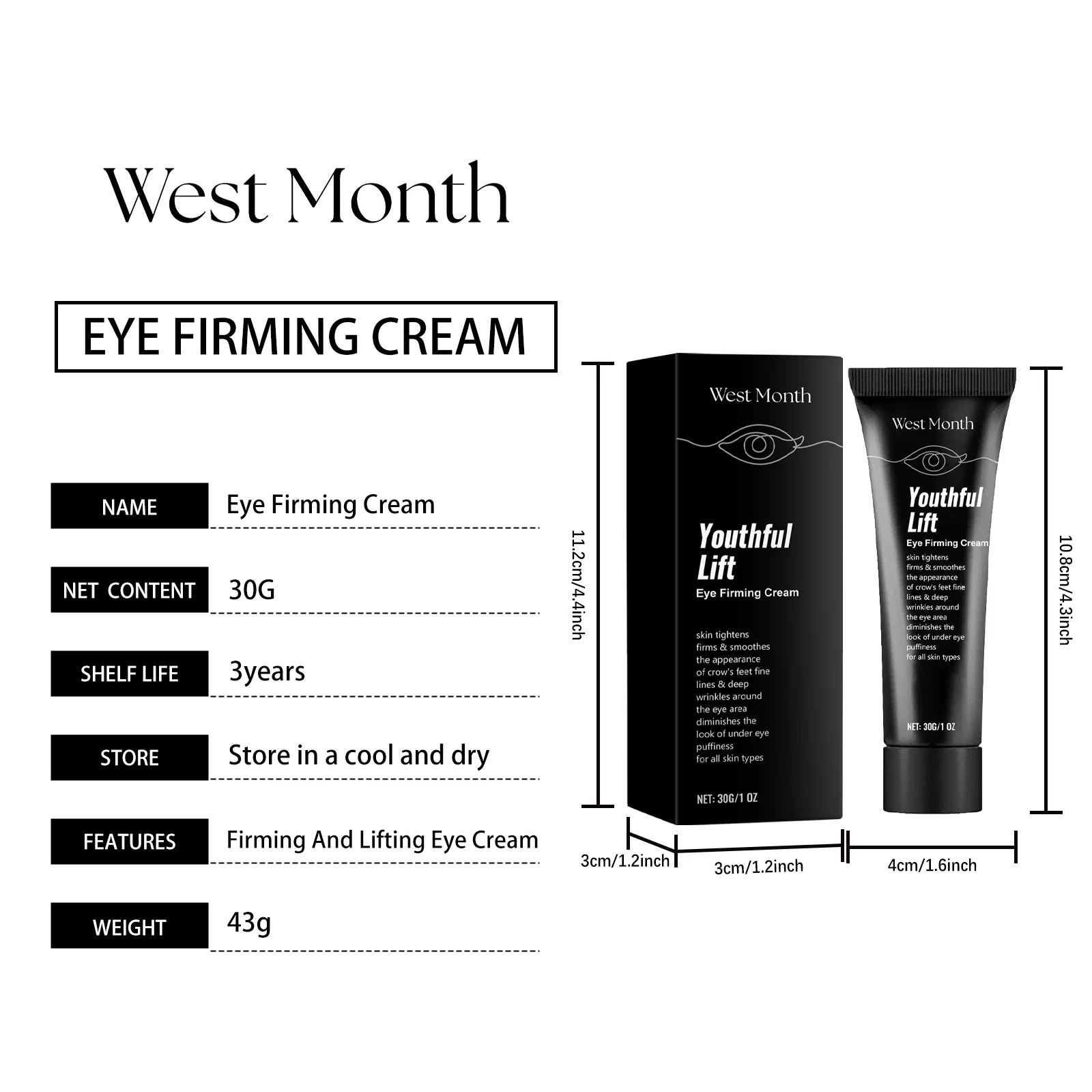 West Month Youthful Lift Eye Firming Cream - Tightens, Smoothes & Nourishes 1 firming lifting eye cream wes qwpwze2w desc 1