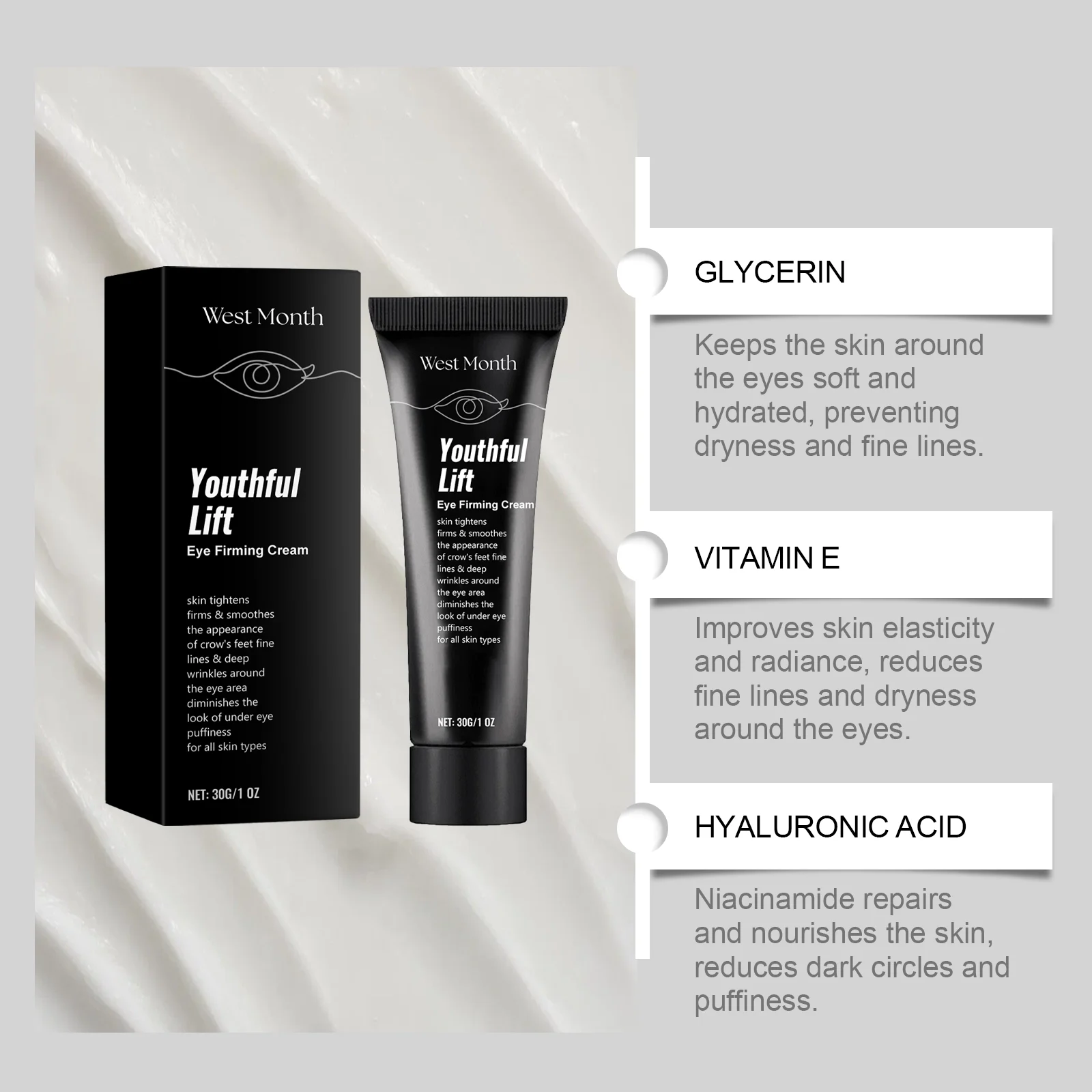 West Month Youthful Lift Eye Firming Cream - Tightens, Smoothes & Nourishes 8 firming lifting eye cream wes qwpwze2w desc 8