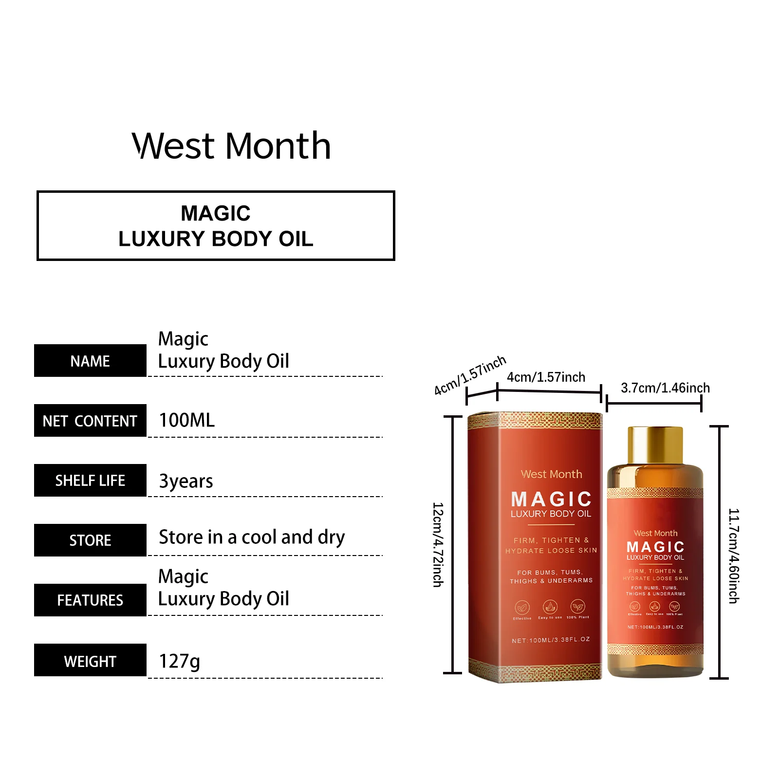 West Month Firming & Moisturizing Body Oil for Bums Tums Thighs Underarms 1 firming moisturizing body oil wes cmvub7ne desc 1