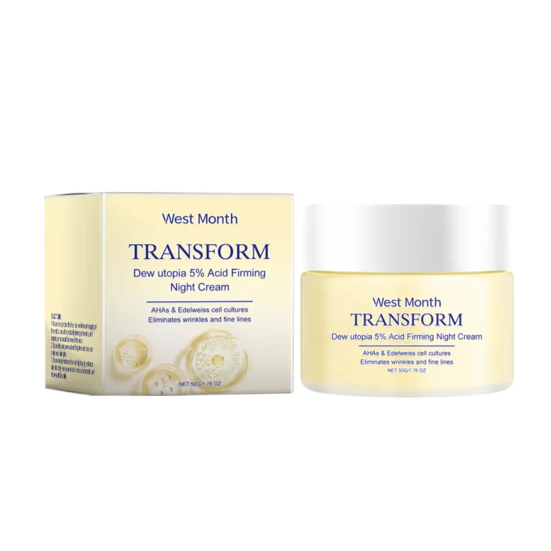 West Month Firming Night Cream with 5% AHA, Reduces Wrinkles & Brightens Skin