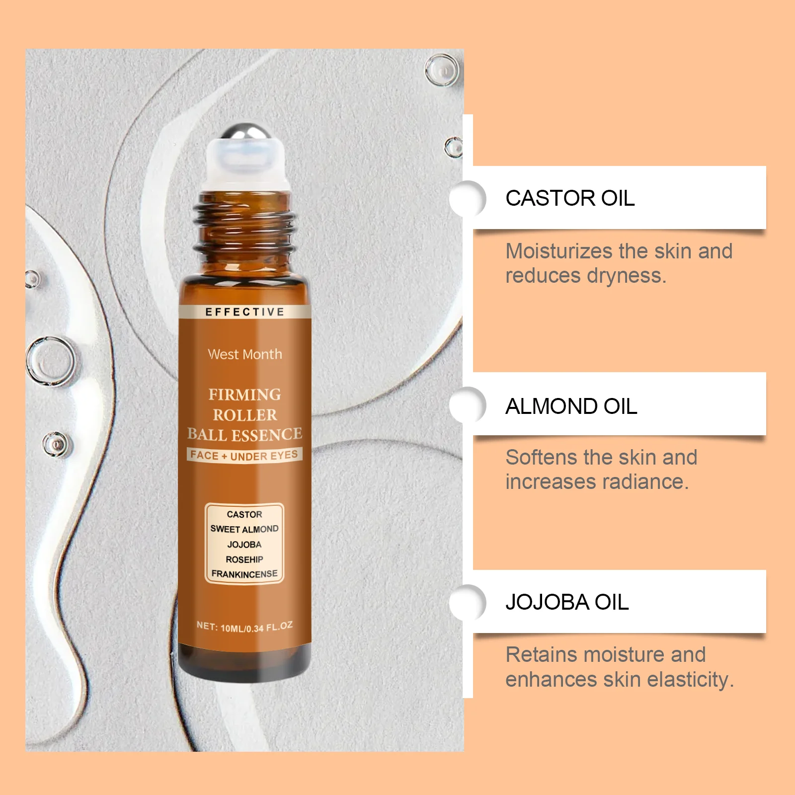 West Month Firming Roller Ball Essence for Face and Under Eyes with Castor & Jojoba Oil 5 firming roller ball essence wes j4437b6g desc 5