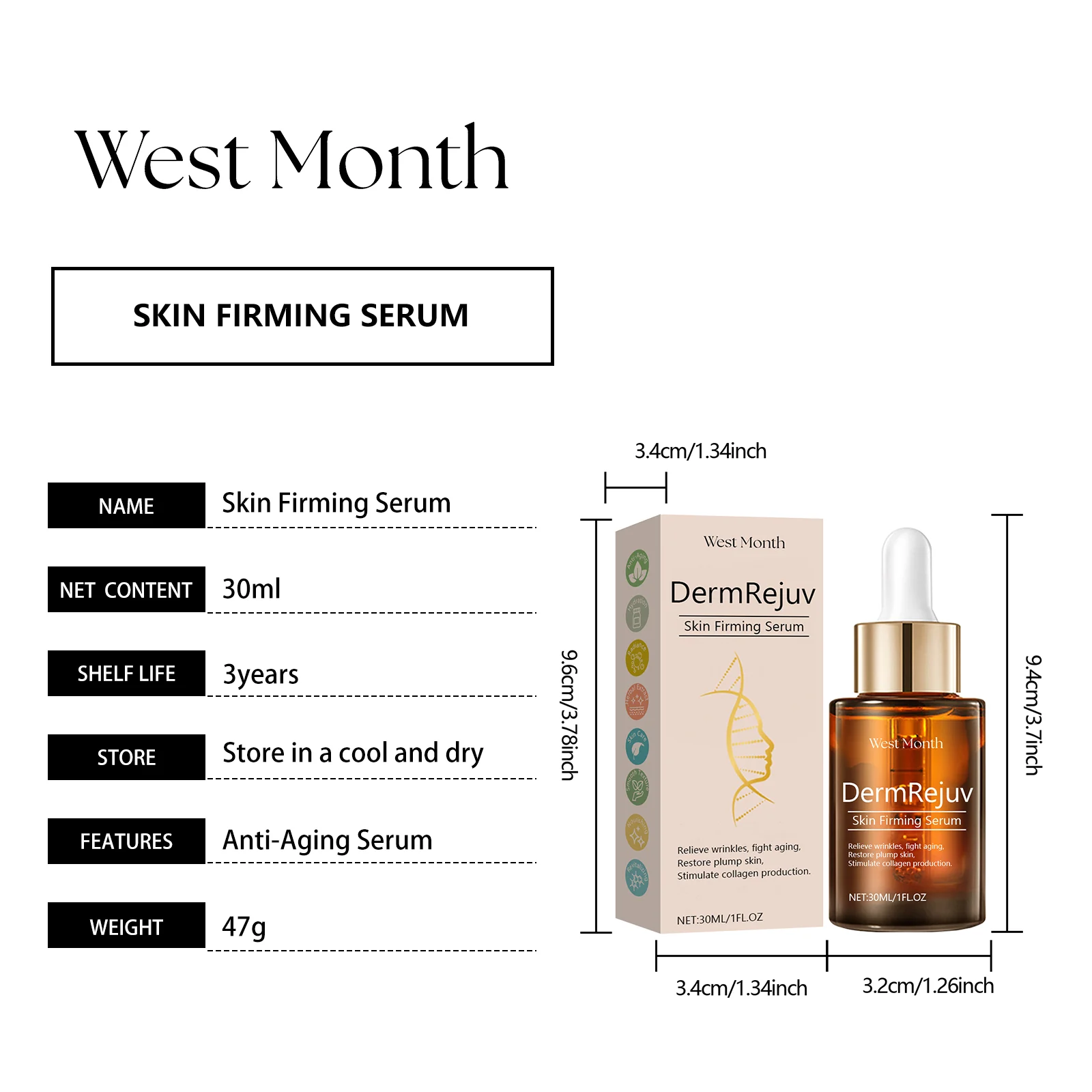 Firming Serum with Chlorella & Tripeptide-1 for Anti-Aging & Deep Hydration 30ml 1 firming serum chlorella tripeptide anti aging hydration 30ml wes cym9v28d desc 1