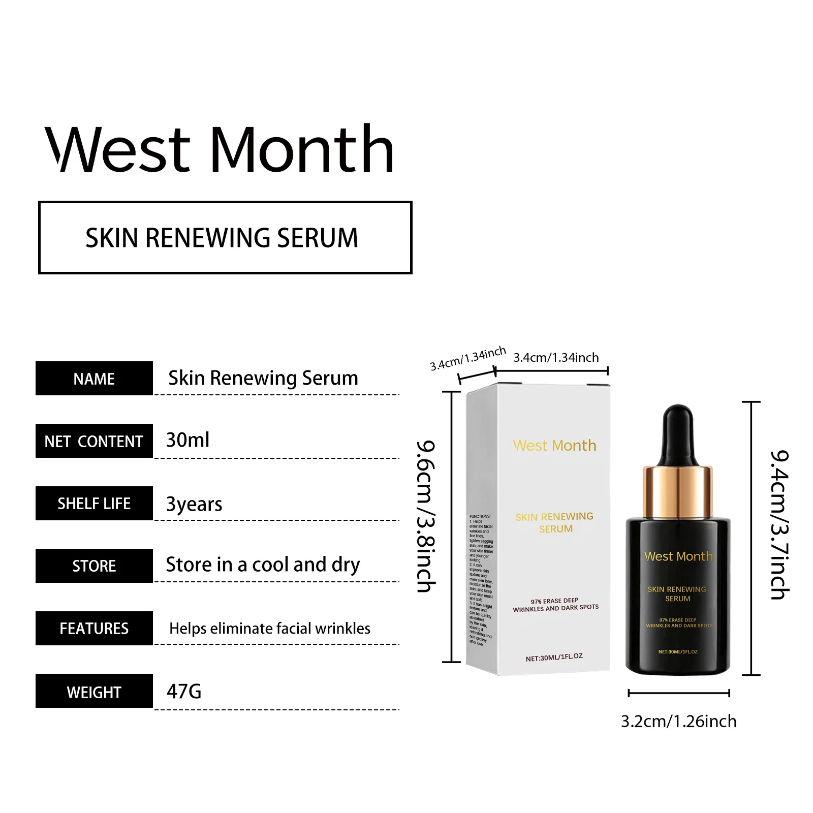West Month Firming Serum Moisturizes Skin Reduces Wrinkles Anti-Aging 1 firming serum moisturizing wes gcnd9n4e desc 1