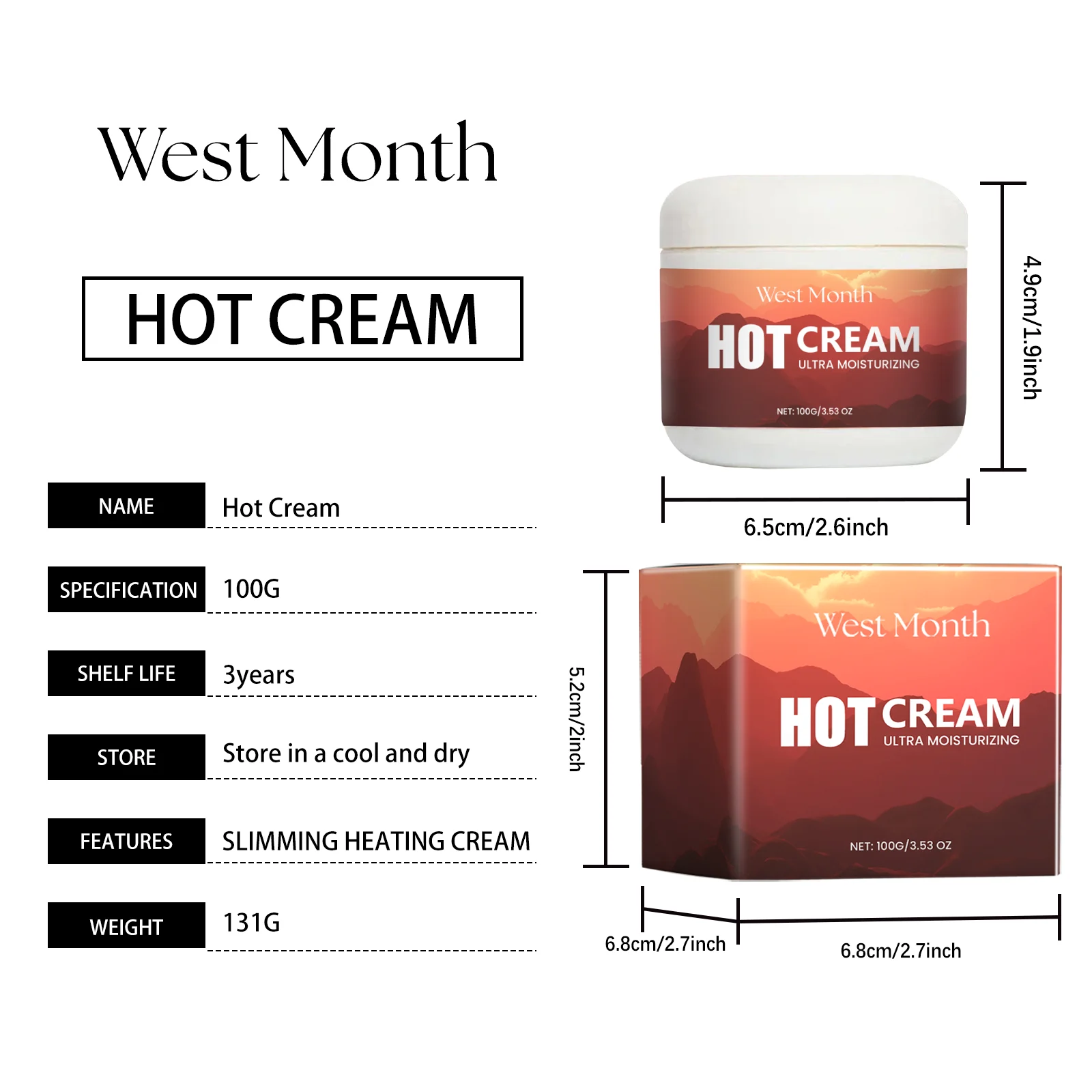 West Month Firming Body Cream - Ultra Moisturizing & Slimming Hot Cream for Toning and Tightening 1 firming sliming body cream wes 679ewaq4 desc 1