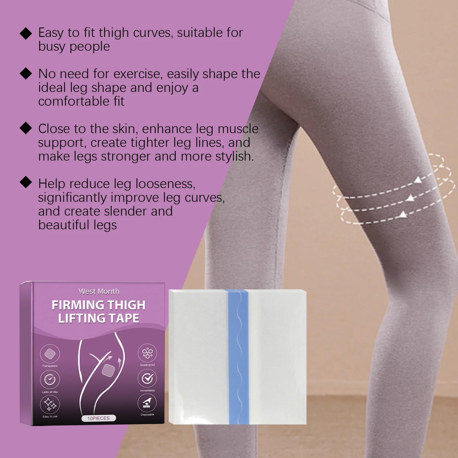 Firming Thigh Lifting Tape Gentle Moisturizing Skin Tightening Legs Daily Body Care Beauty Patch 5 firming thigh lifting tape beauty patch 10 pieces wes ffey3vwy desc 5
