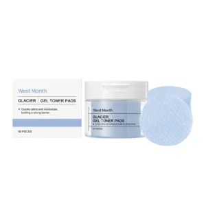 West Month Glacier Water Soothing Gel Toner Pads with Panthenol and Ceramide for deep hydration and skin barrier repair