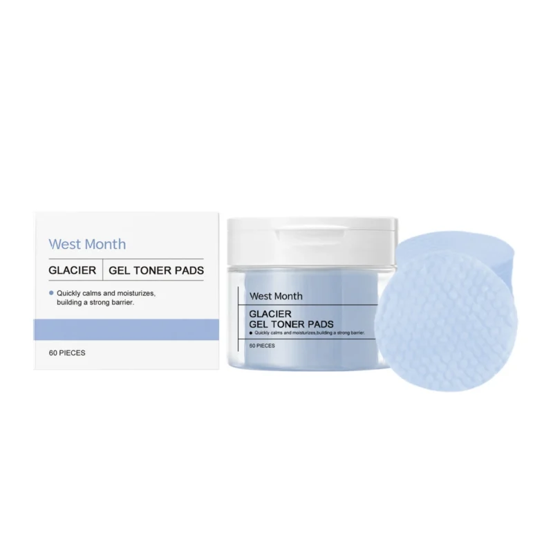West Month Glacier Water Soothing Gel Toner Pads with Panthenol and Ceramide for deep hydration and skin barrier repair