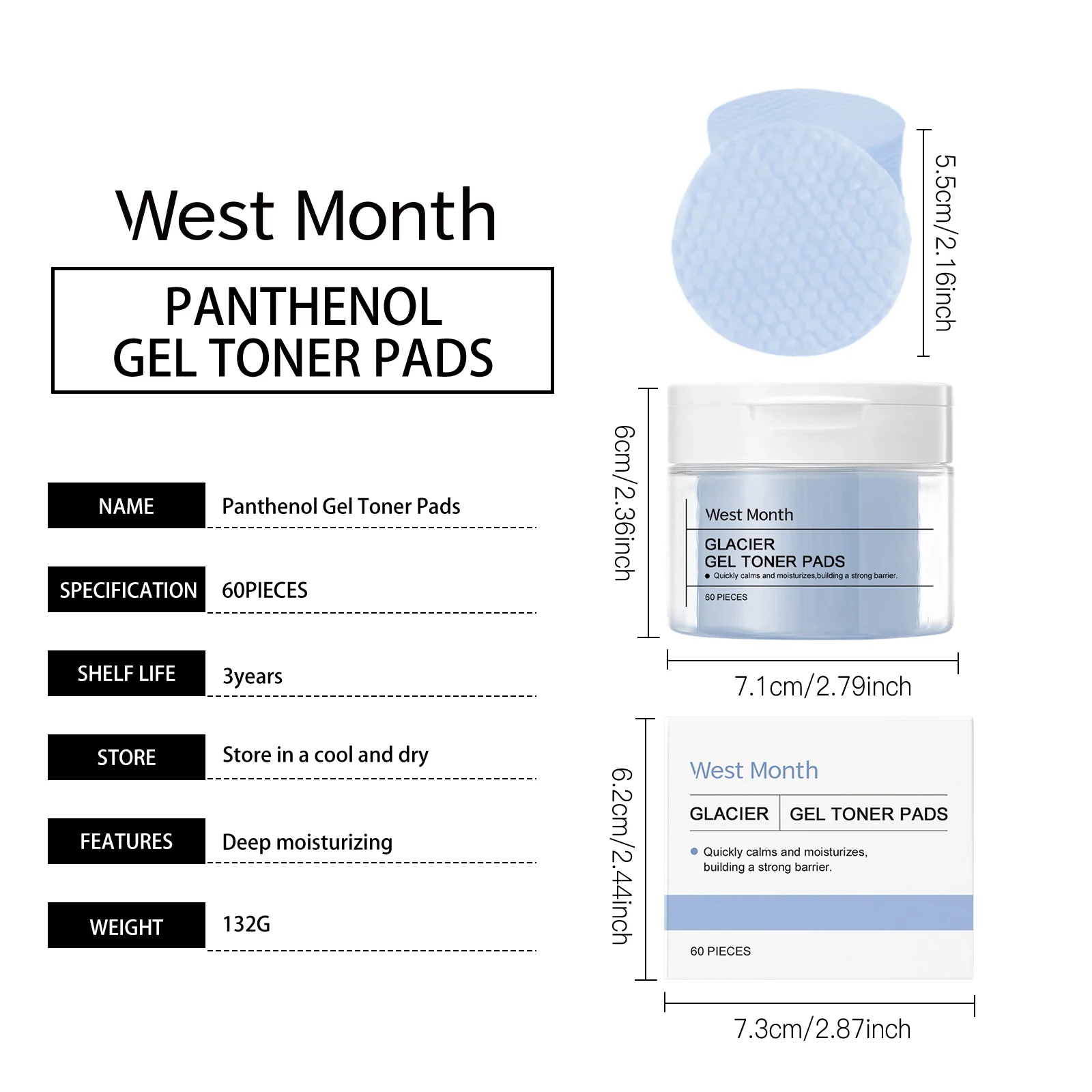 Glacier Water Soothing Gel Toner Pads with Panthenol & Ceramide for Barrier Repair & Hydration 60 Count 1 glacier water soothing gel toner pads 60 count wes xzpvbbd8 desc 1