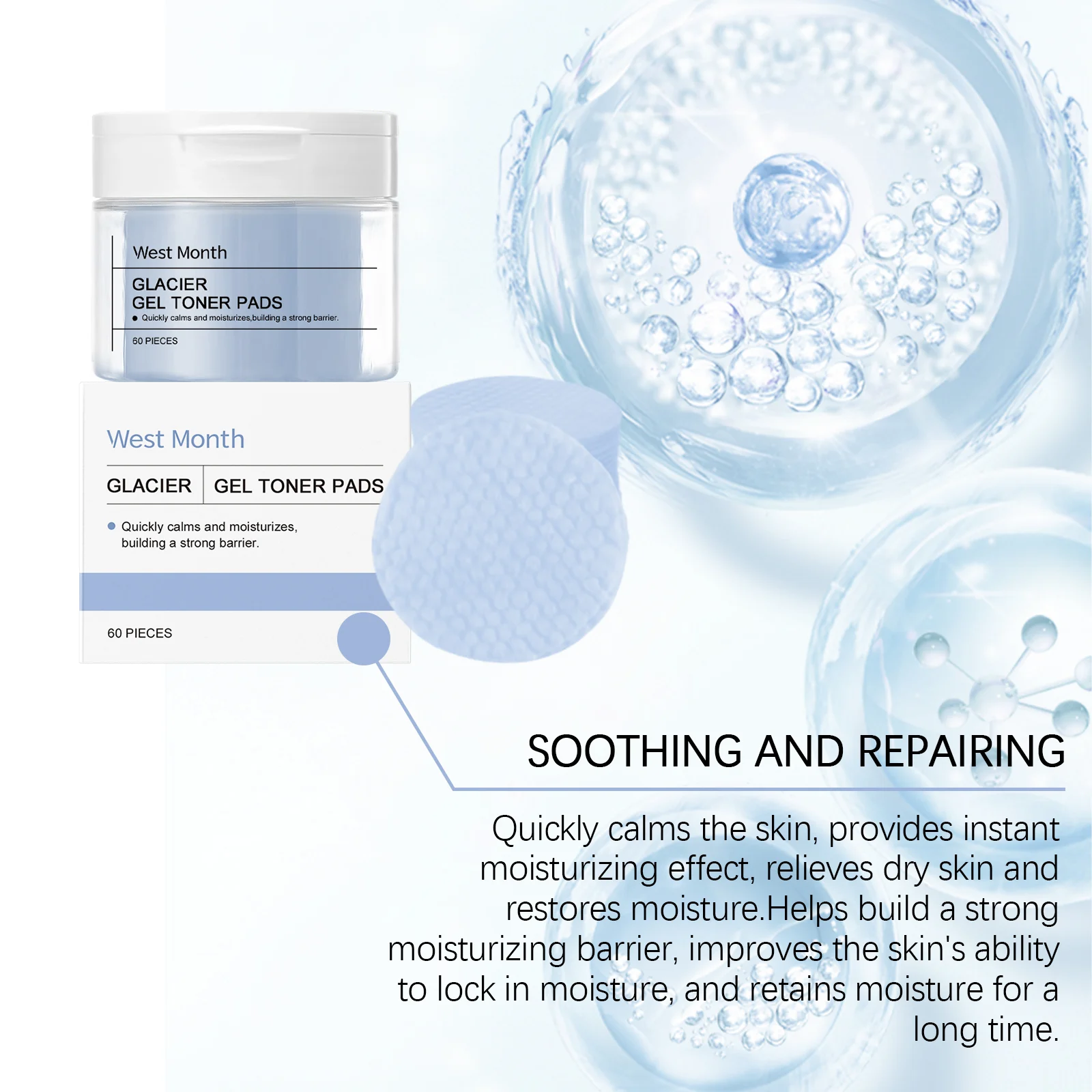 Glacier Water Soothing Gel Toner Pads with Panthenol & Ceramide for Barrier Repair & Hydration 60 Count 7 glacier water soothing gel toner pads 60 count wes xzpvbbd8 desc 7