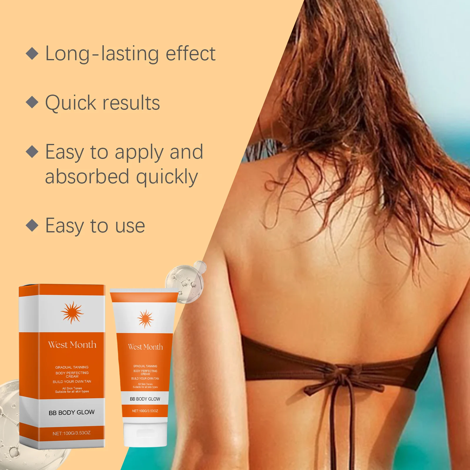 West Month Gradual Tanning Body Perfecting Cream for All Skin Tones 100g 5 gradual tanning body cream wes 2gzerd8m desc 5
