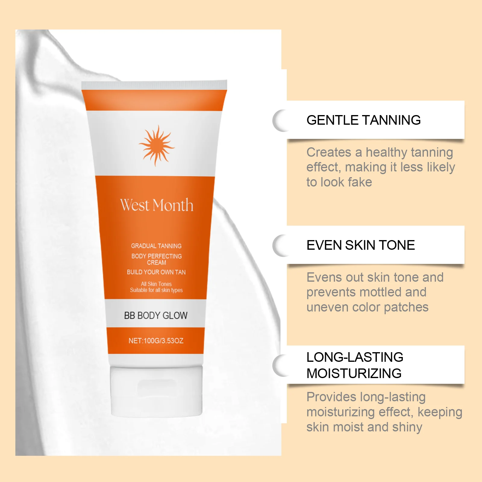 West Month Gradual Tanning Body Perfecting Cream for All Skin Tones 100g 8 gradual tanning body cream wes 2gzerd8m desc 8