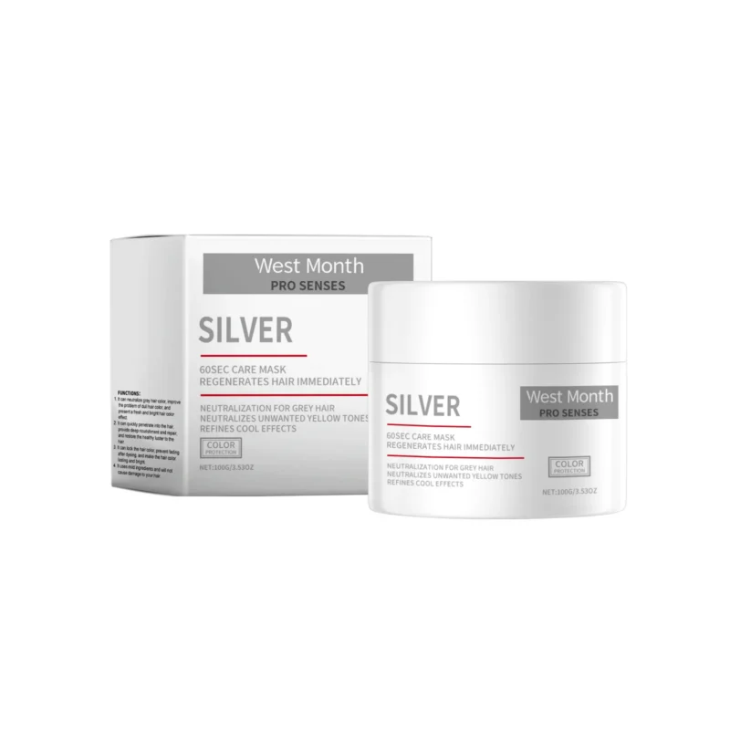 West Month 100g Hair Care Mask for deep repair, neutralizing yellow tones, and restoring shine to dry, damaged, and gray hair.