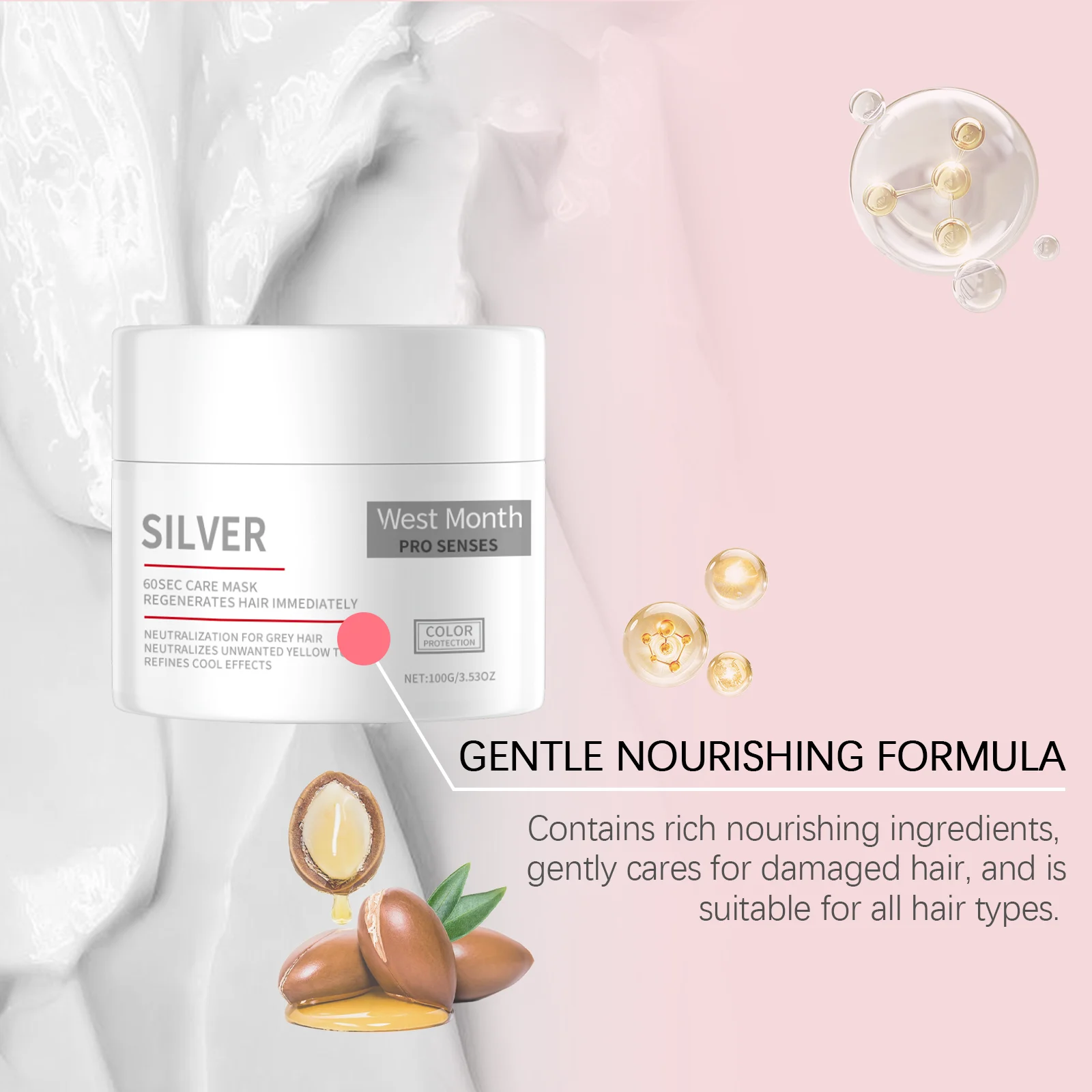 Hair Care Mask 100g for Dry Damaged Hair Repair, Deep Nourishing & Color Brightening 7 hair care mask 100g repair dry damaged hair nourishing color brightening wes h2zkvtt4 desc 7
