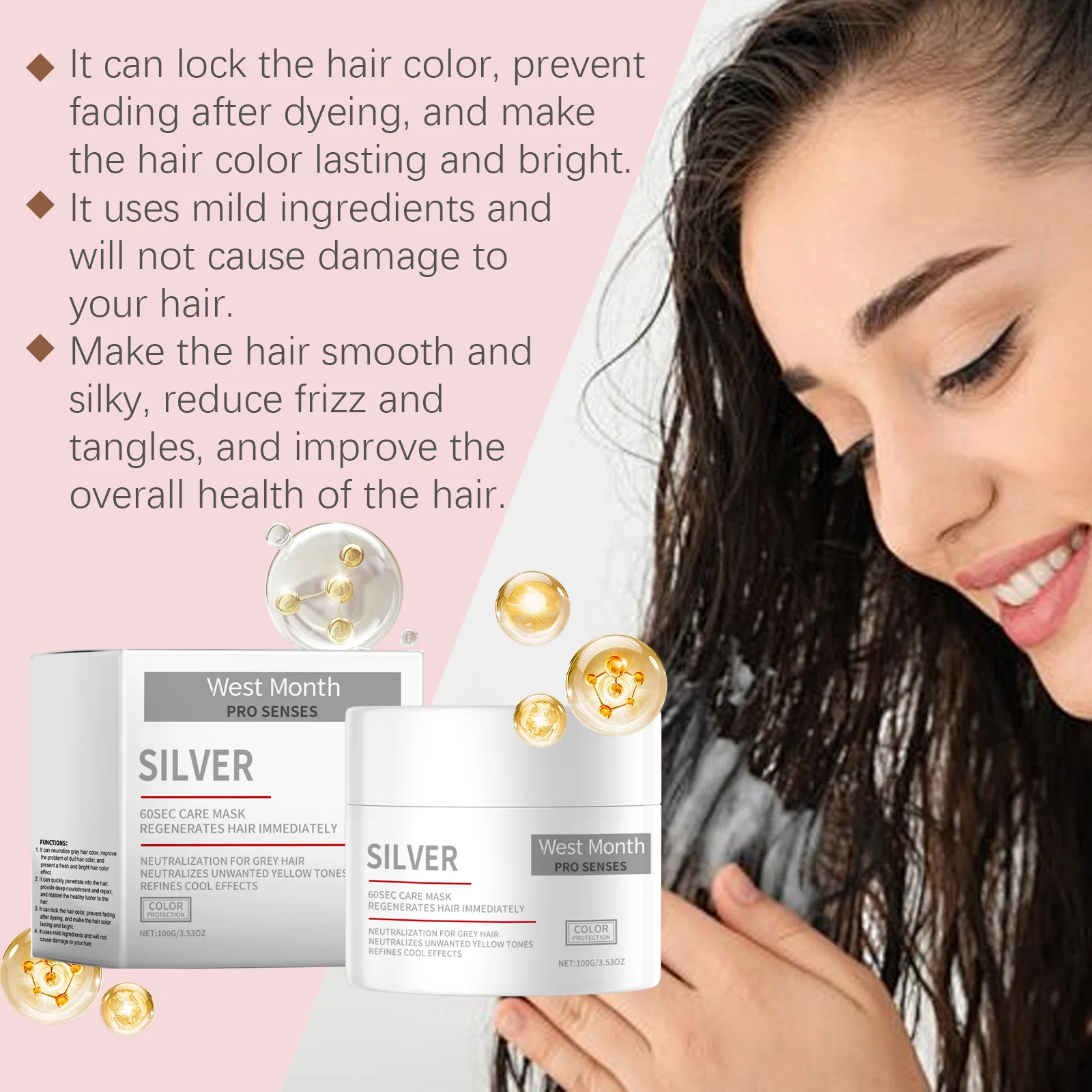 Hair Care Mask 100g for Dry Damaged Hair Repair, Deep Nourishing & Color Brightening 8 hair care mask 100g repair dry damaged hair nourishing color brightening wes h2zkvtt4 desc 8